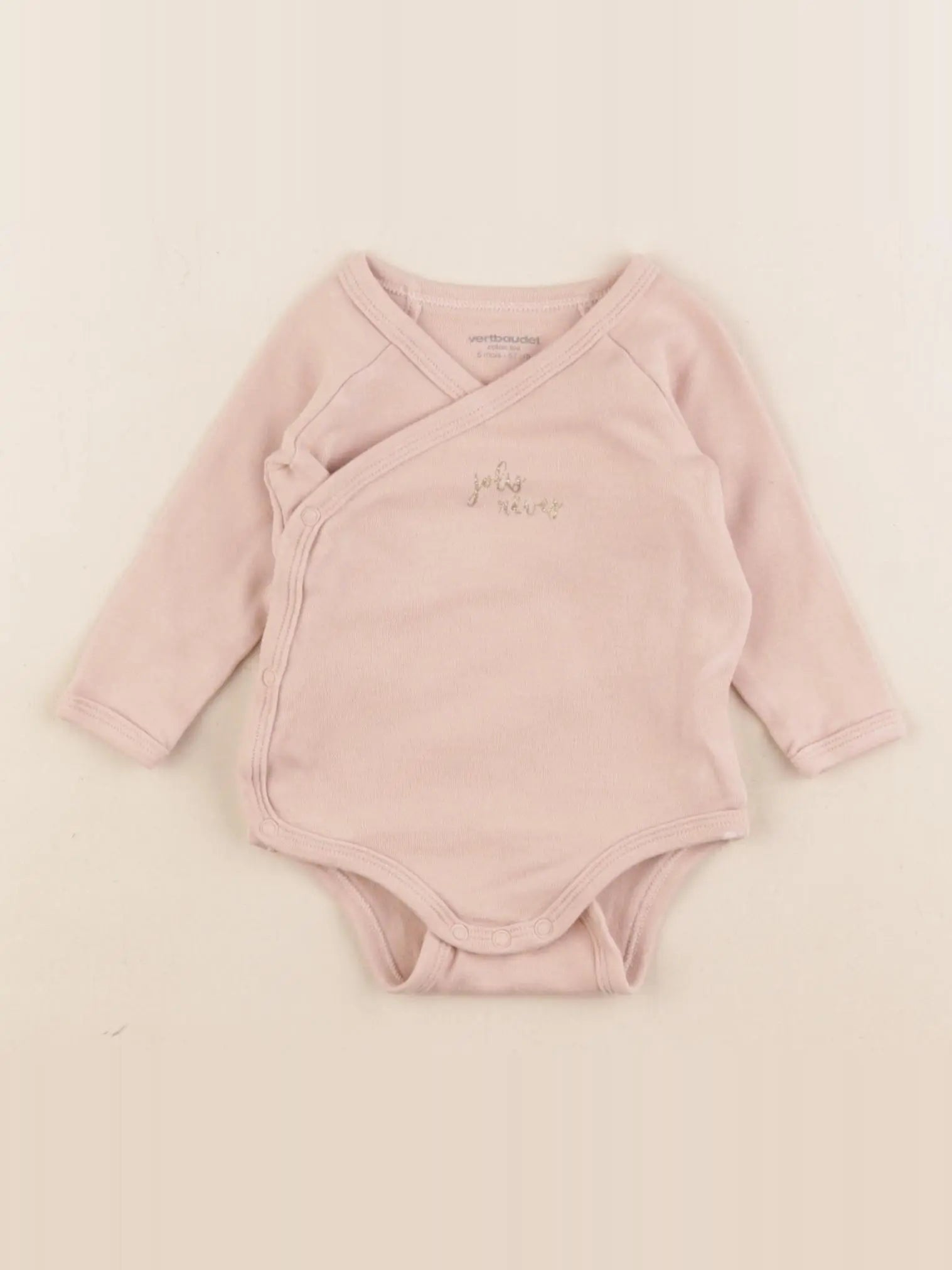 Vertbaudet - body rose, or - 6 mois