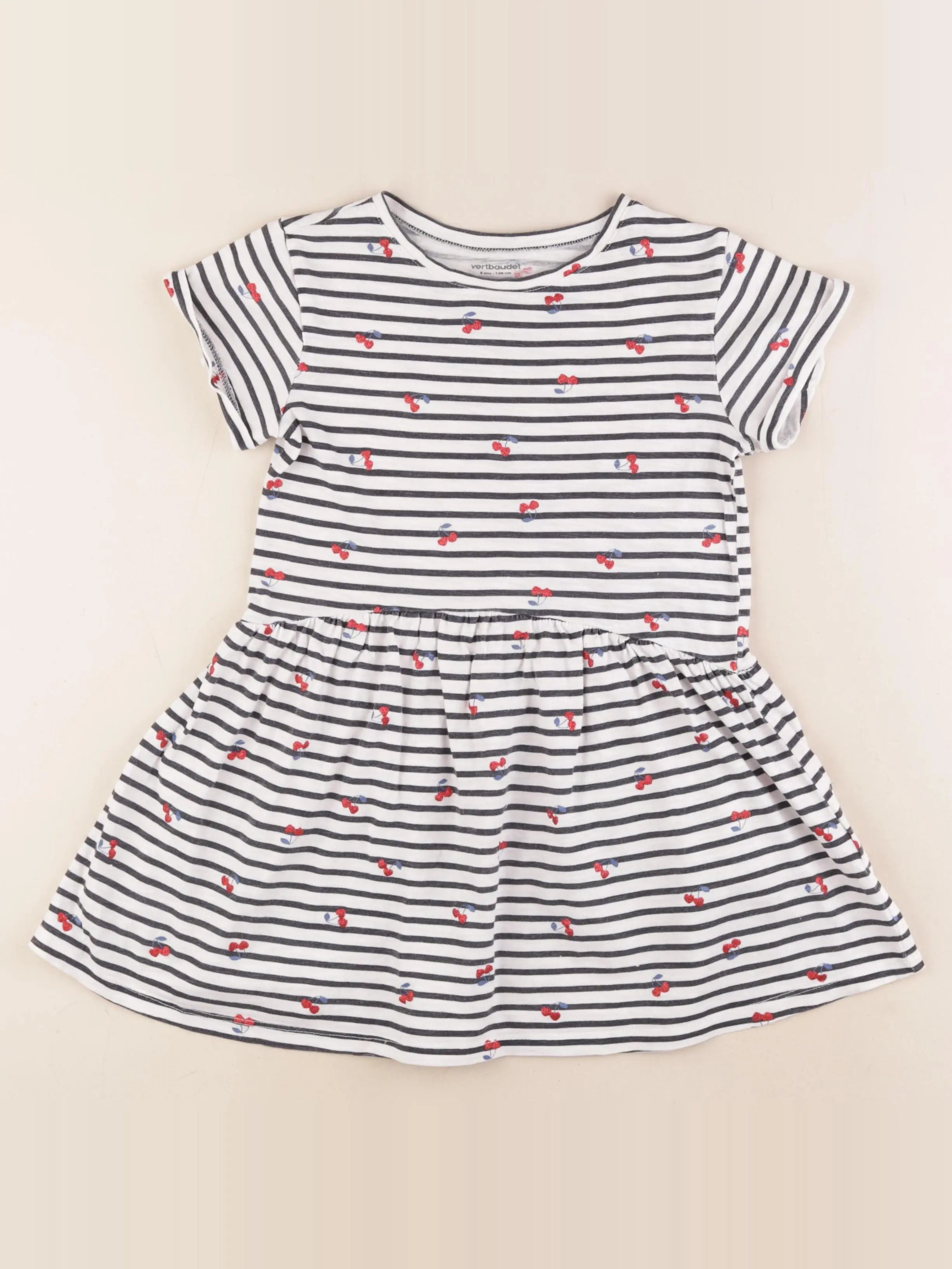 Vertbaudet - robe blanc, bleu - 8 ans