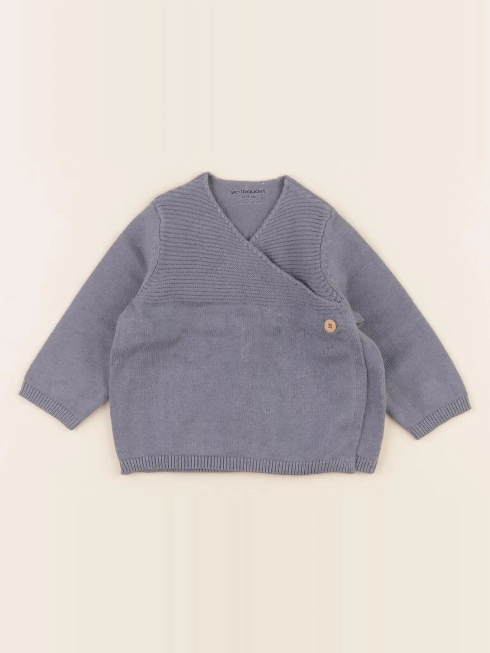 Vertbaudet - gilet bleu - 1 mois