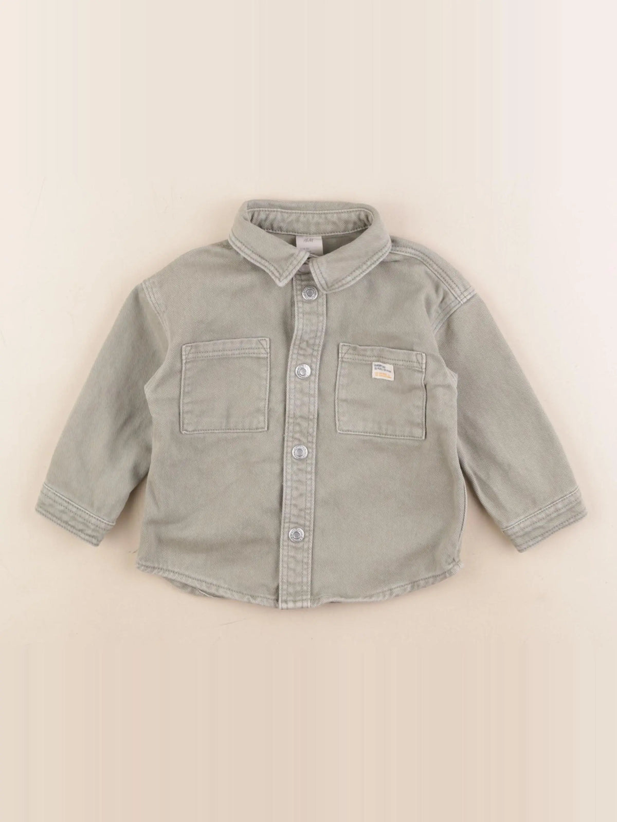 H&M - chemise vert - 9/12 mois