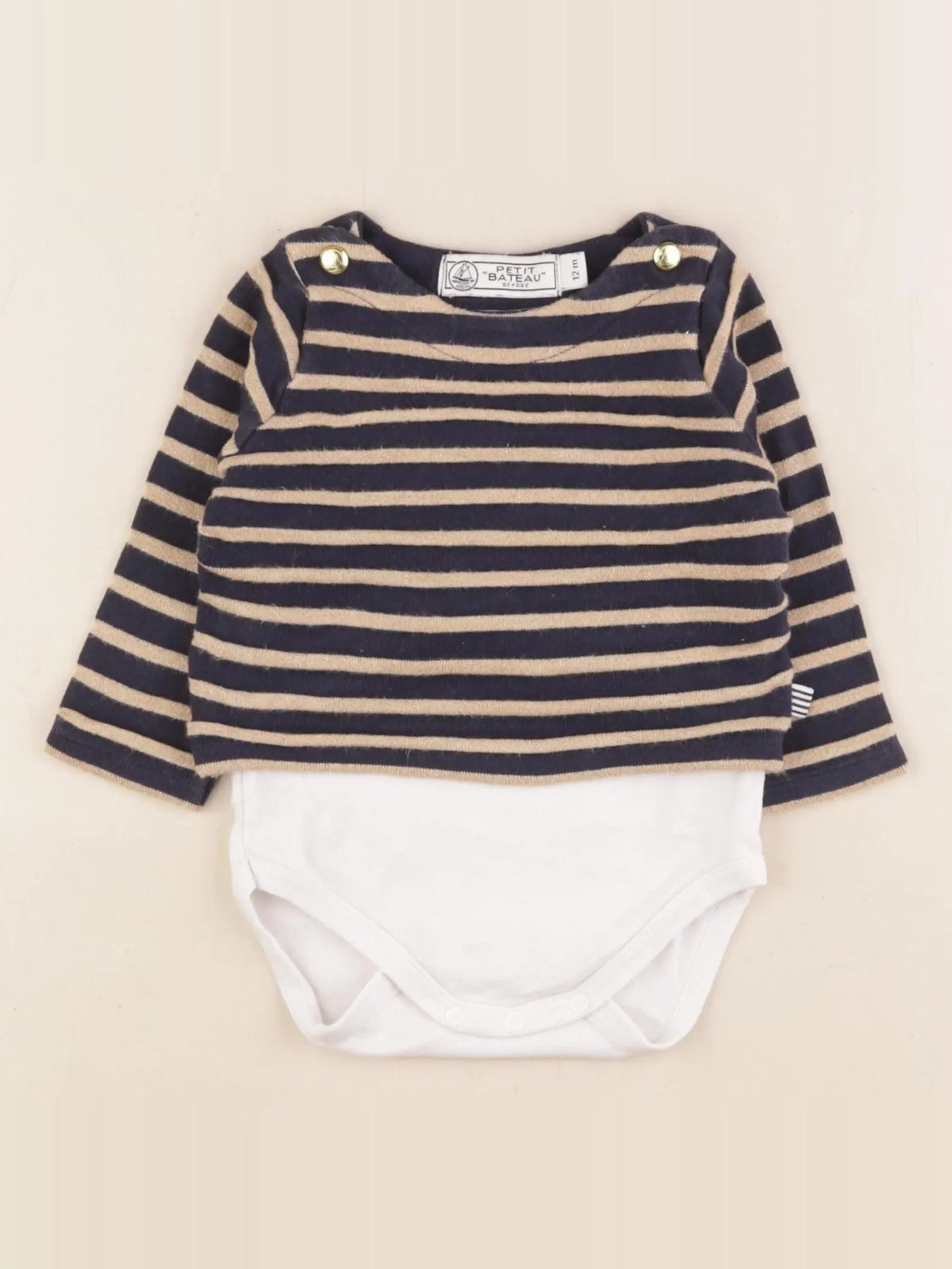 Petit Bateau - body tee-shirt bleu - 12 mois