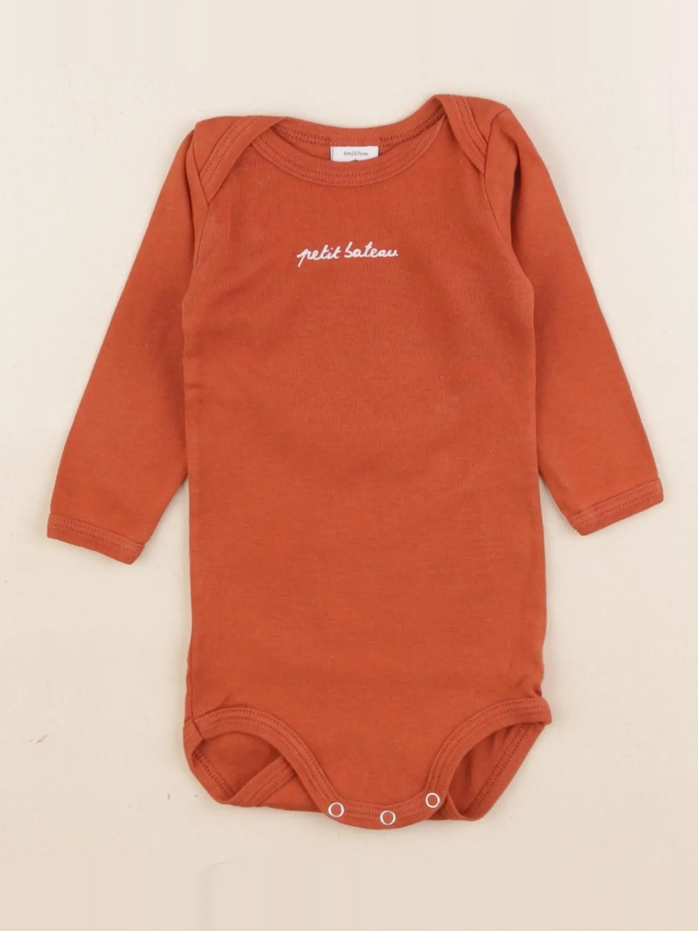 Petit Bateau - body orange - 6 mois