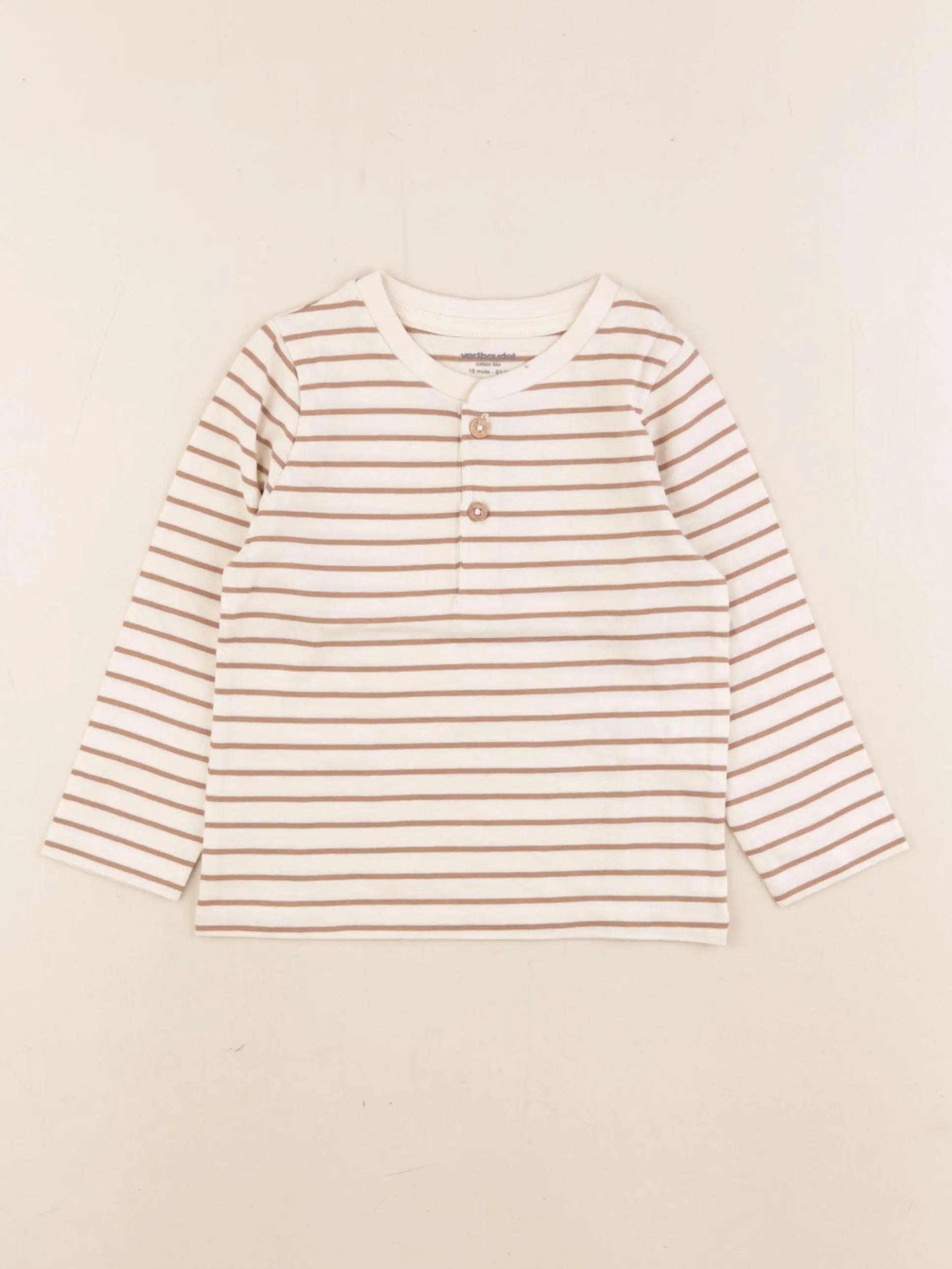 Vertbaudet - tee-shirt marron, beige - 18 mois