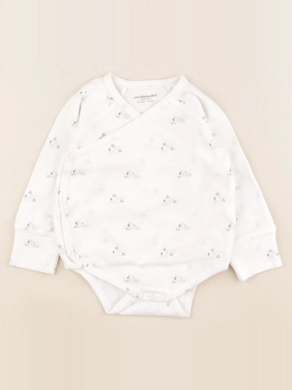 Vertbaudet - body blanc, bleu - 9 mois
