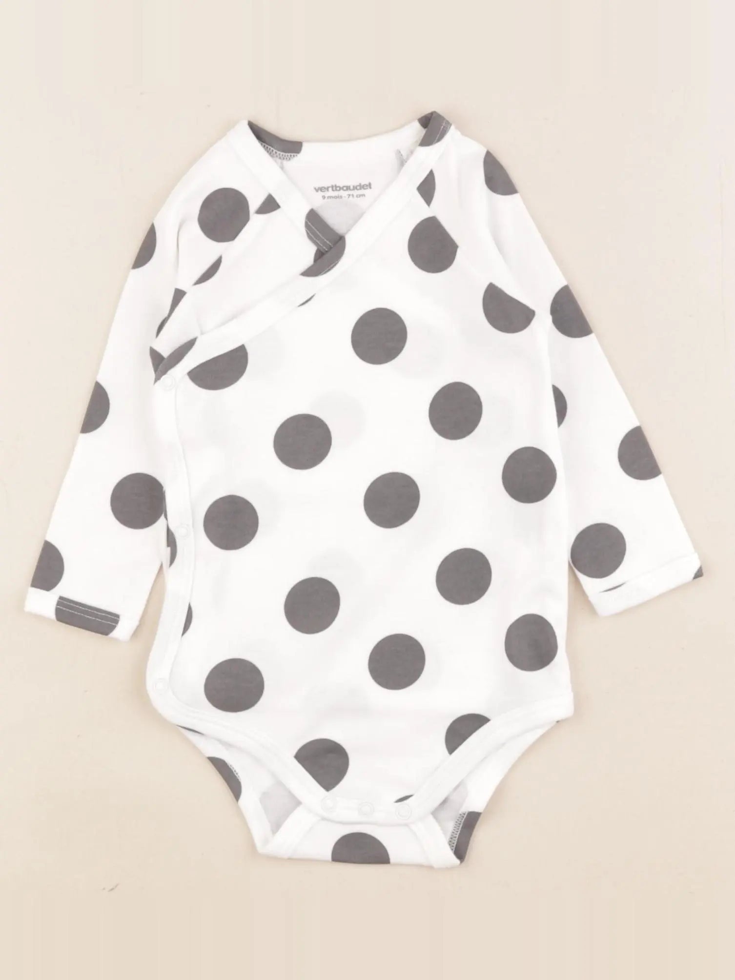 Vertbaudet - body blanc, gris - 9 mois