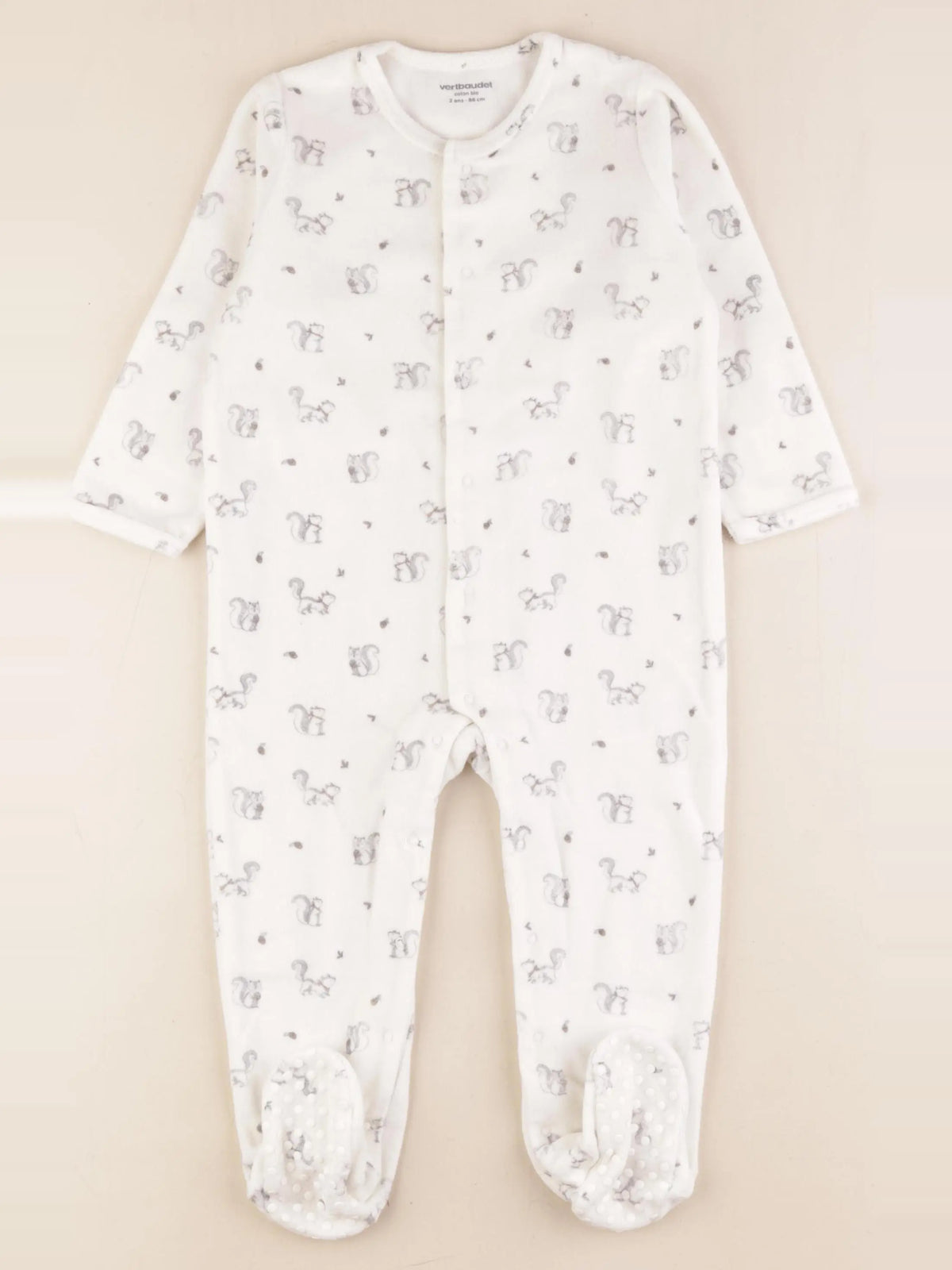 Vertbaudet - pyjama velours blanc, gris - 2 ans