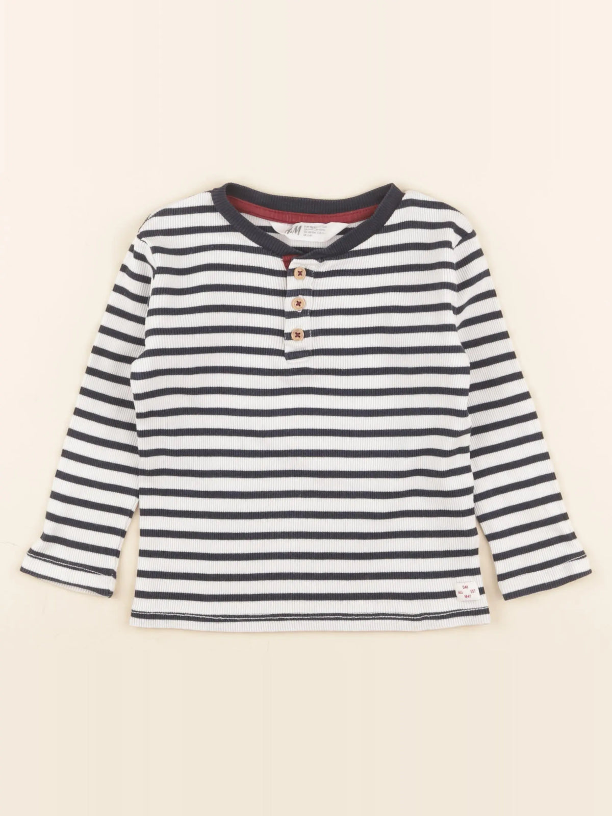 H&M - tee-shirt blanc, bleu - 2/4 ans