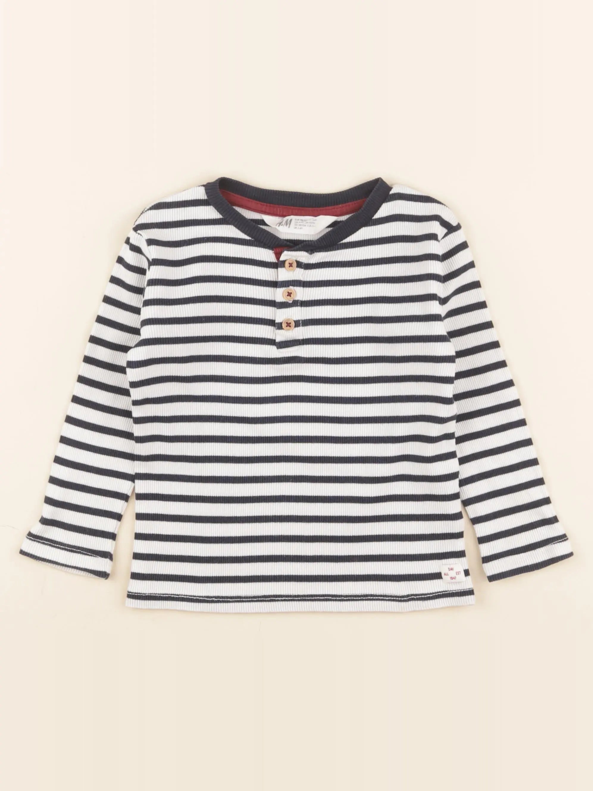 H&M - tee-shirt blanc, bleu - 2/4 ans