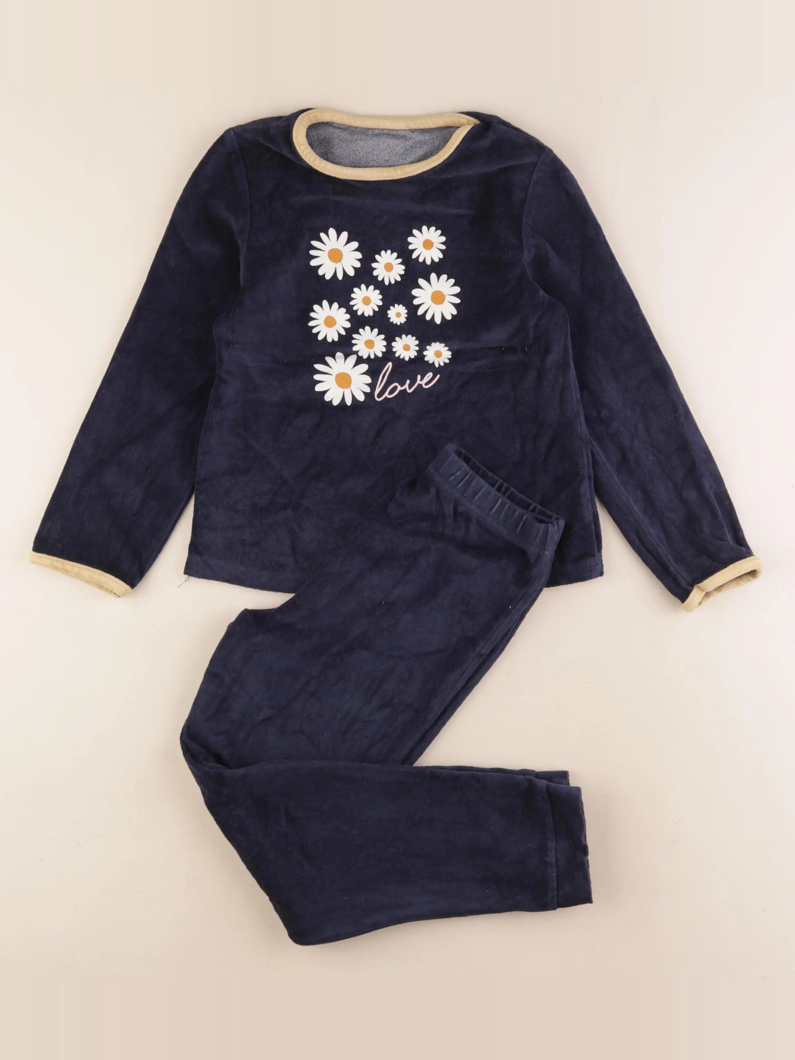 Vertbaudet - pyjama velours bleu - 8 ans