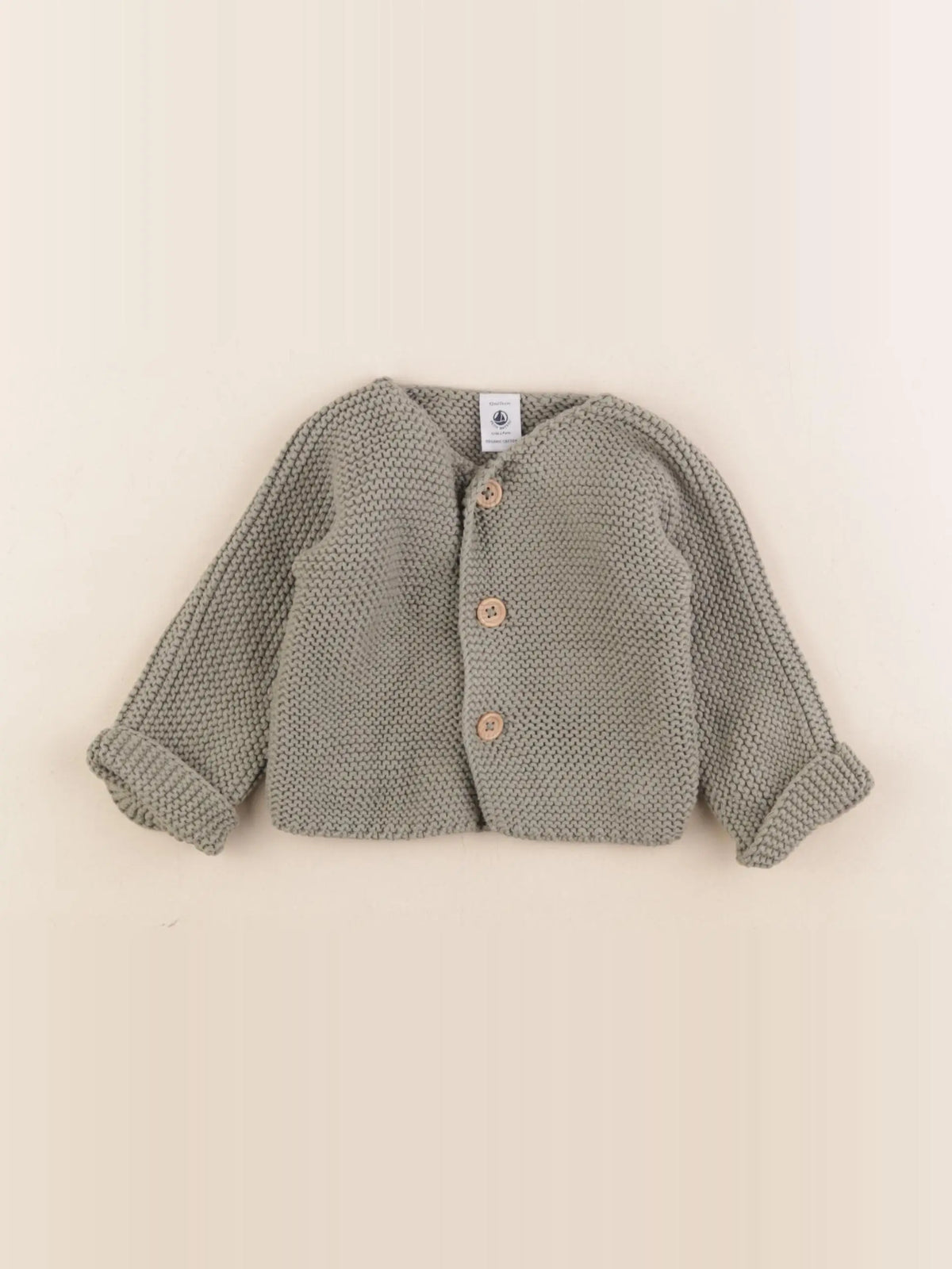 Petit Bateau - gilet vert - 12 mois