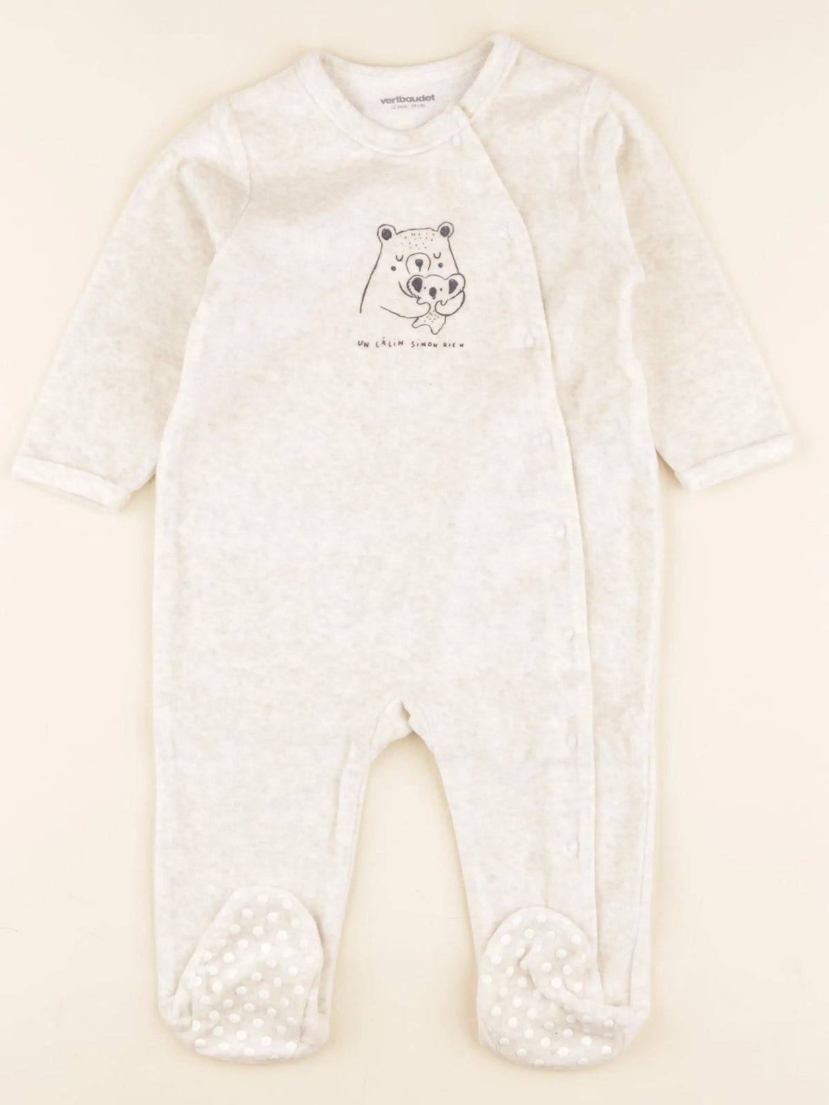 Vertbaudet - pyjama velours beige - 12 mois