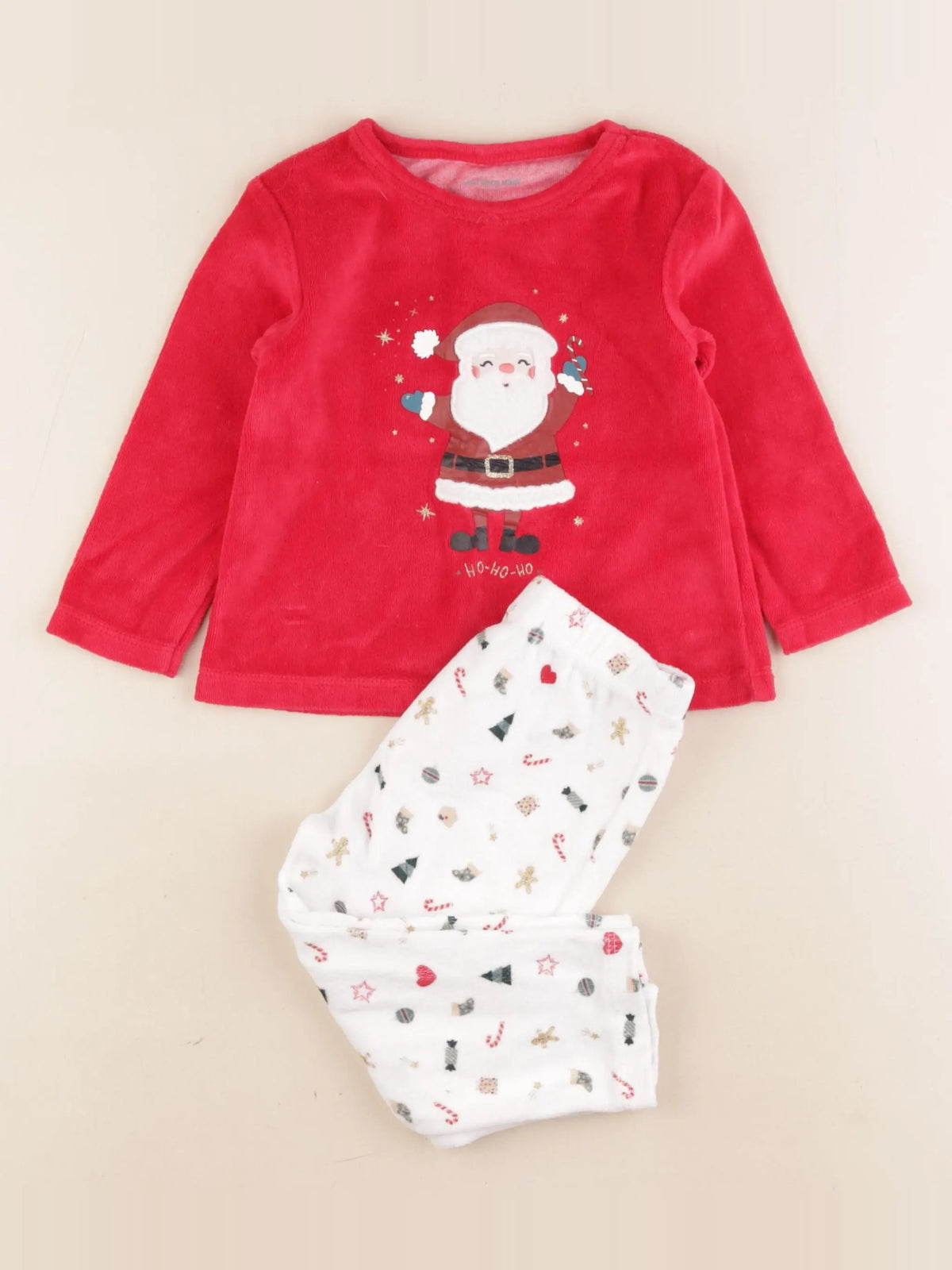 Vertbaudet - pyjama velours rouge, or - 2 ans