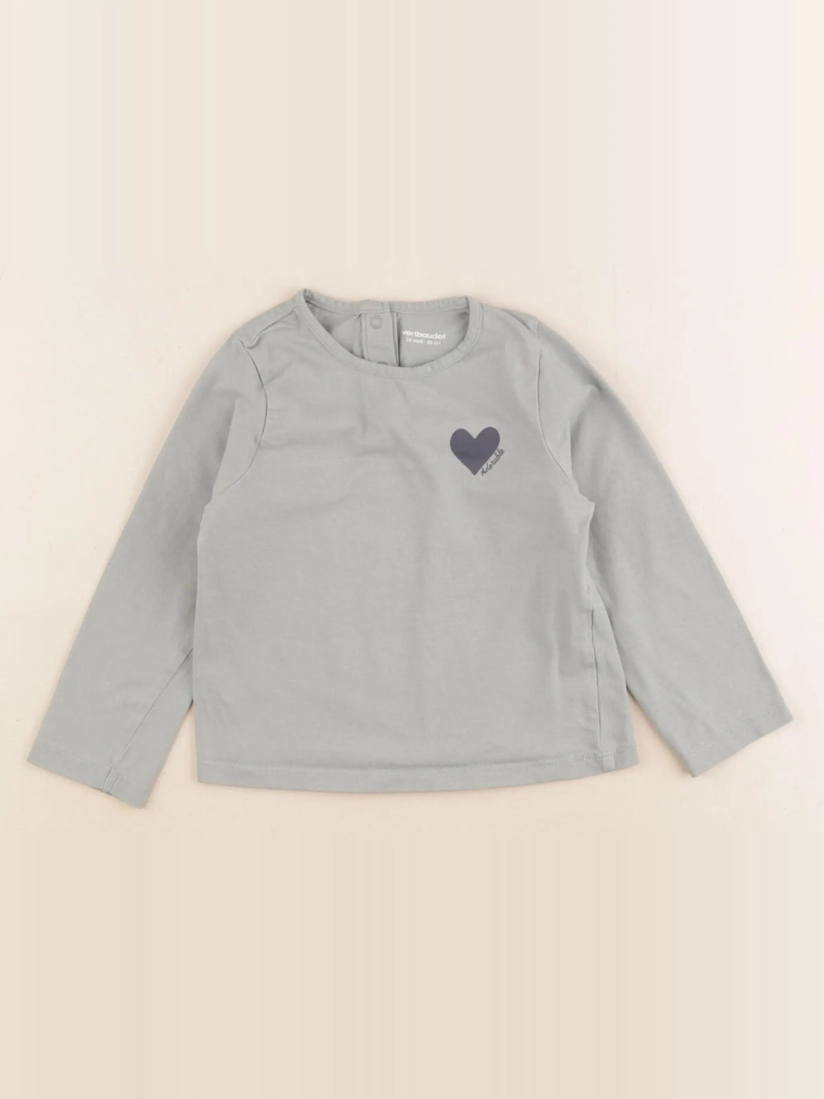 Vertbaudet - tee-shirt velours bleu - 2 ans