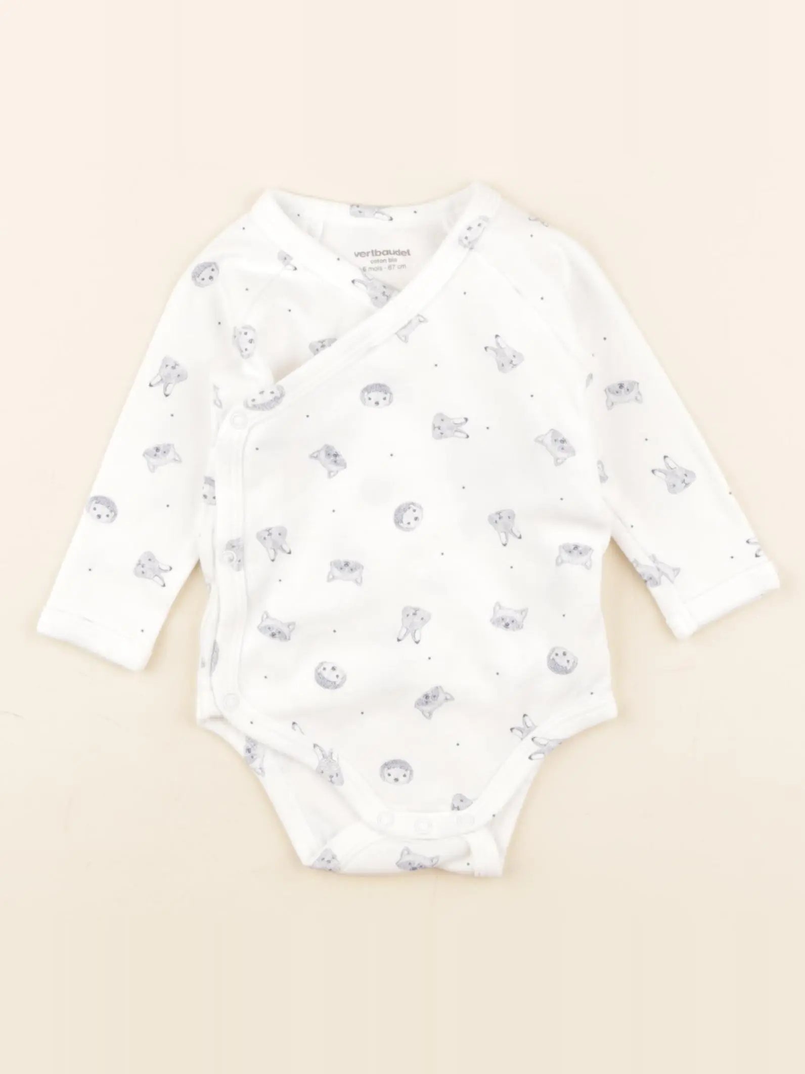 Vertbaudet - body blanc, bleu - 6 mois