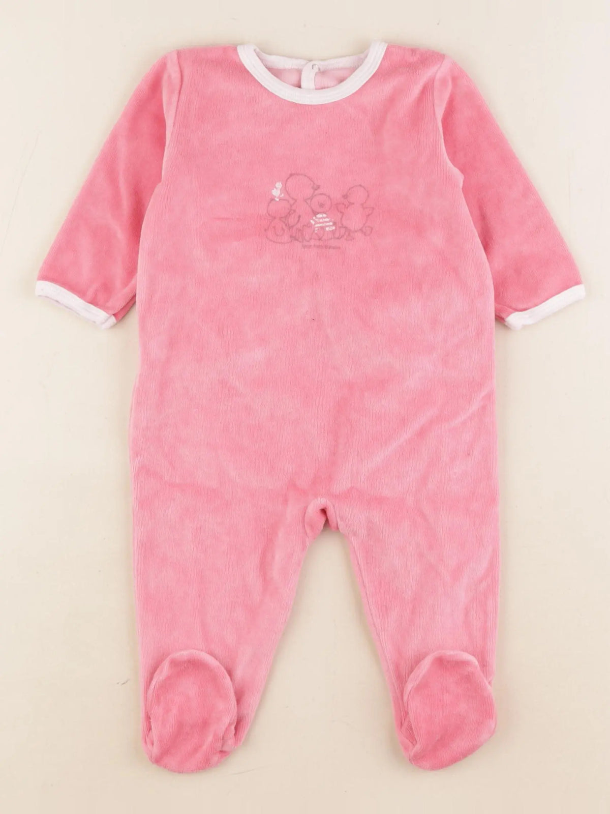 Petit Bateau - pyjama velours rose - 6 mois