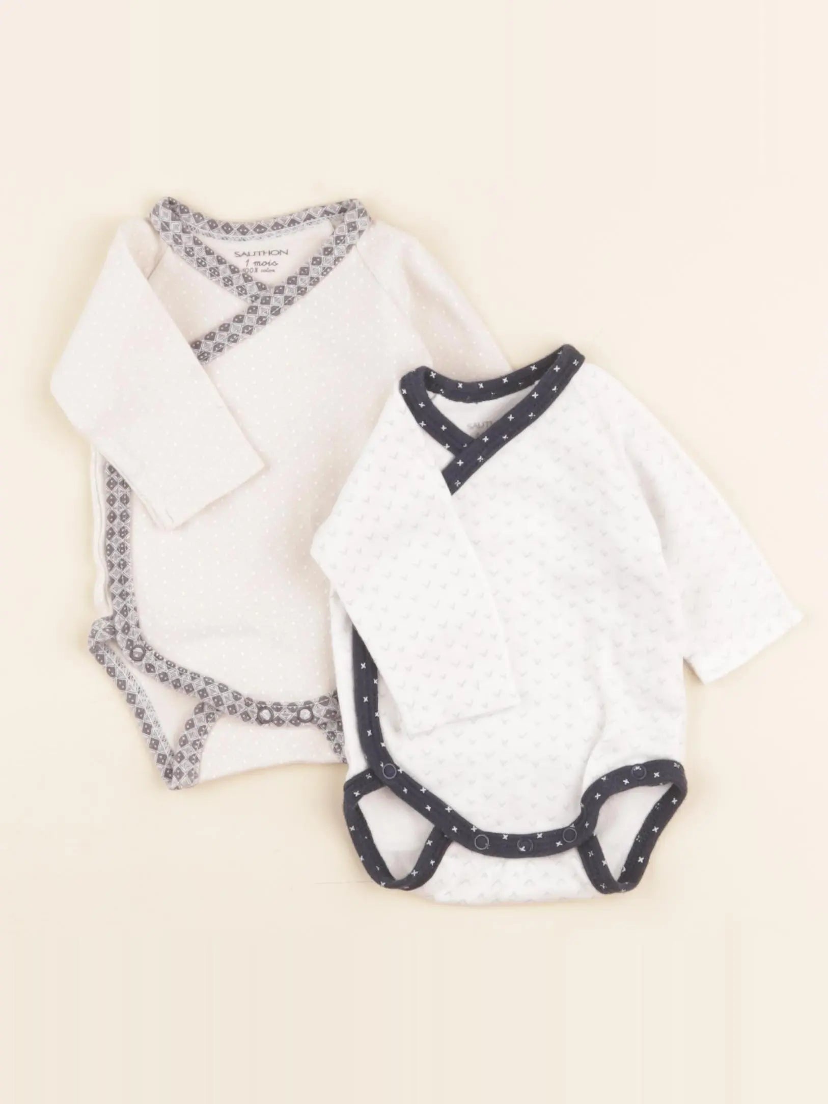 Sauthon - lot de 2 bodies en coton multicolore - 1 mois