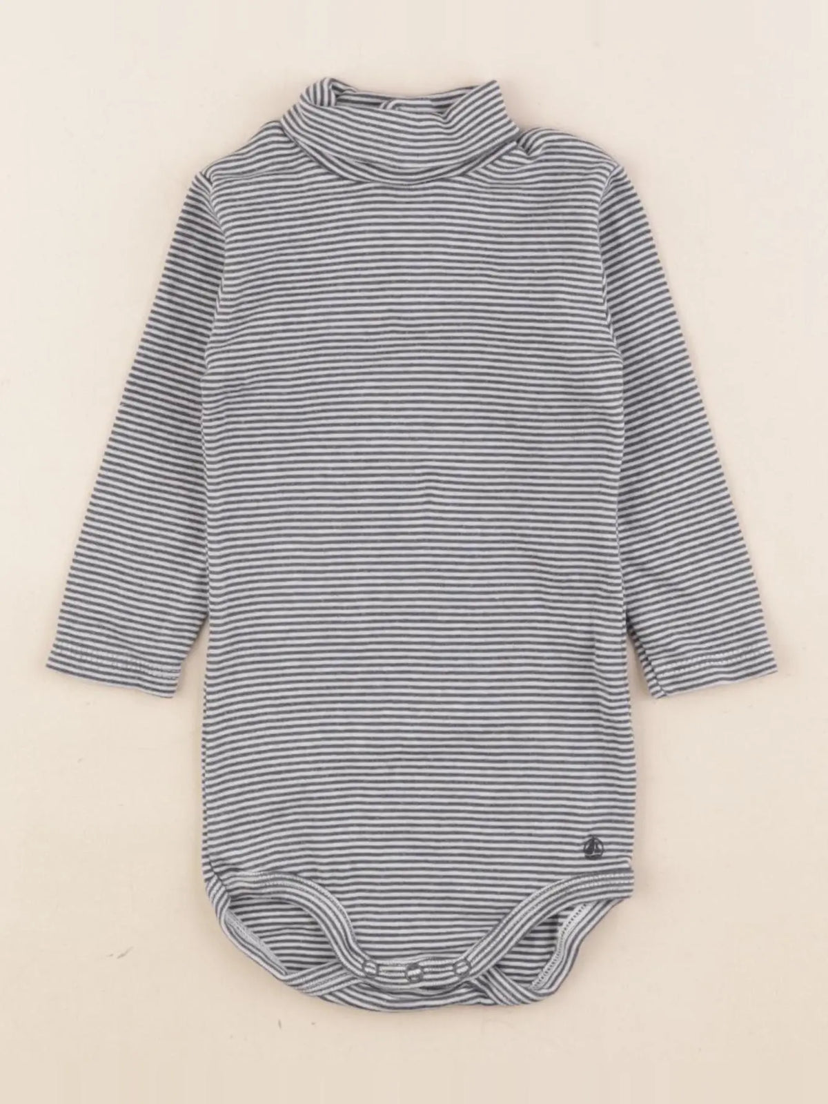 Petit Bateau - body blanc, bleu - 6 mois