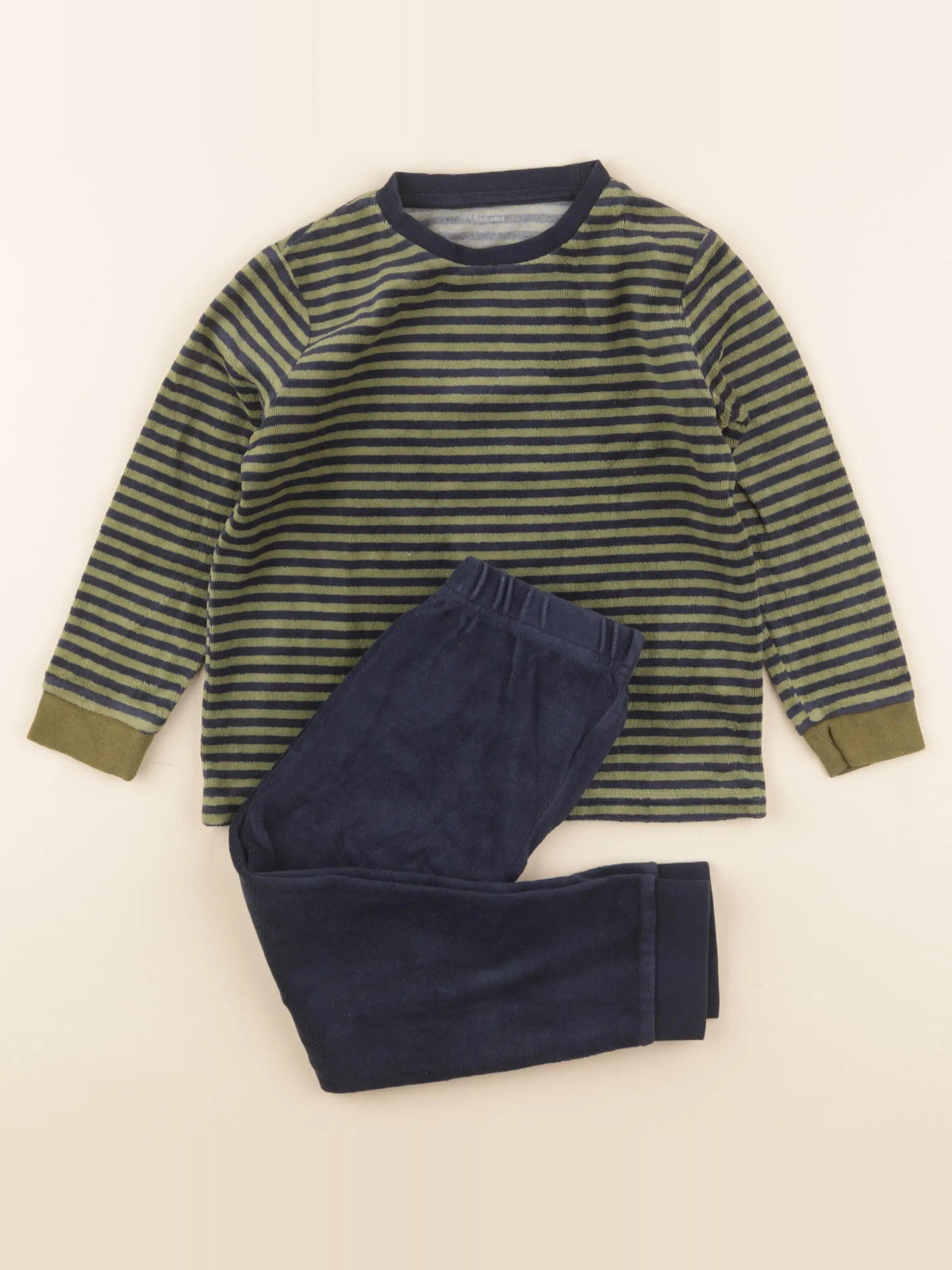 Vertbaudet - pyjama velours bleu, vert - 5 ans