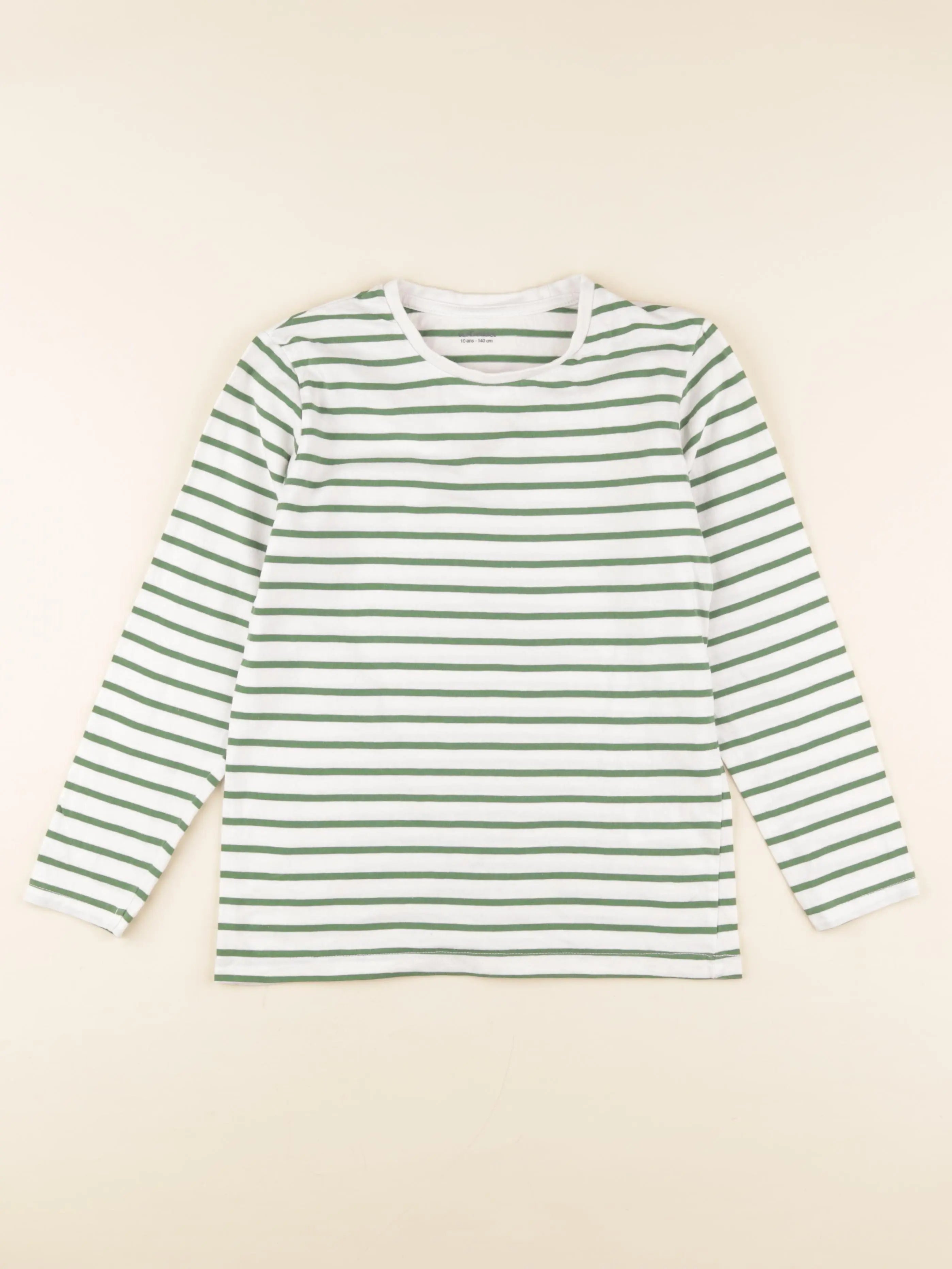 Vertbaudet - tee-shirt blanc, vert - 10 ans