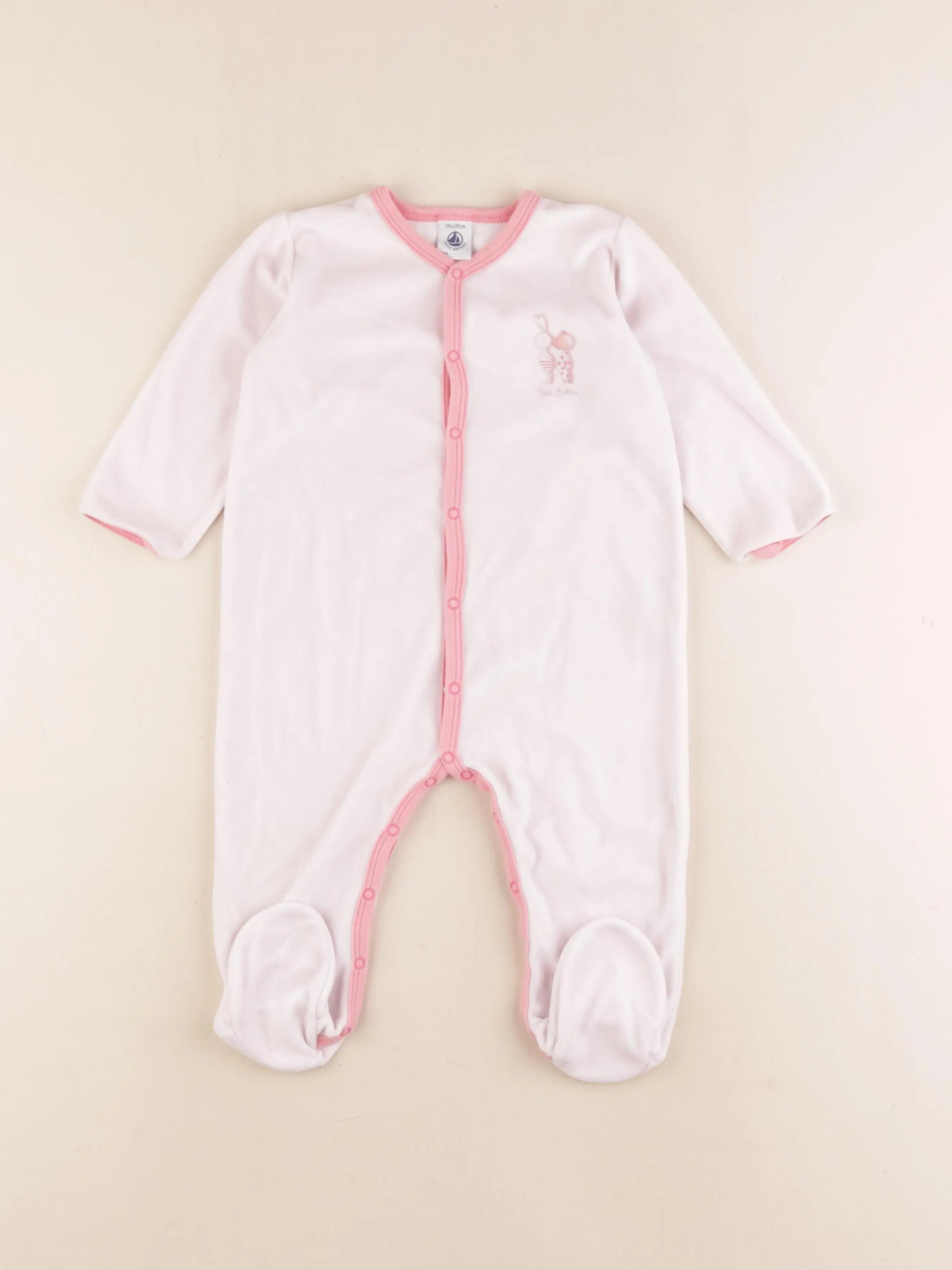 Petit Bateau - pyjama velours rose - 18 mois