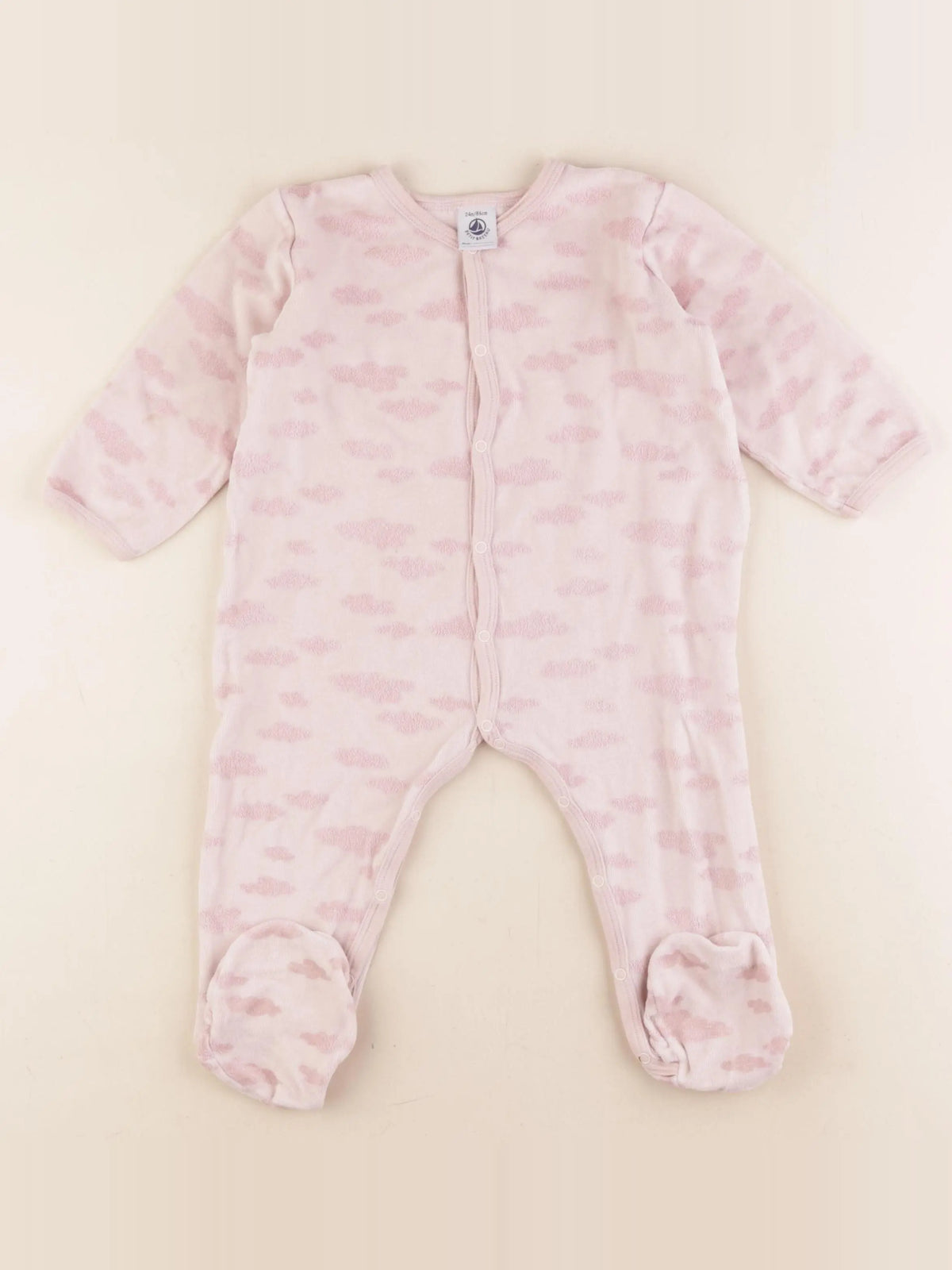 Petit Bateau - pyjama velours rose - 24 mois