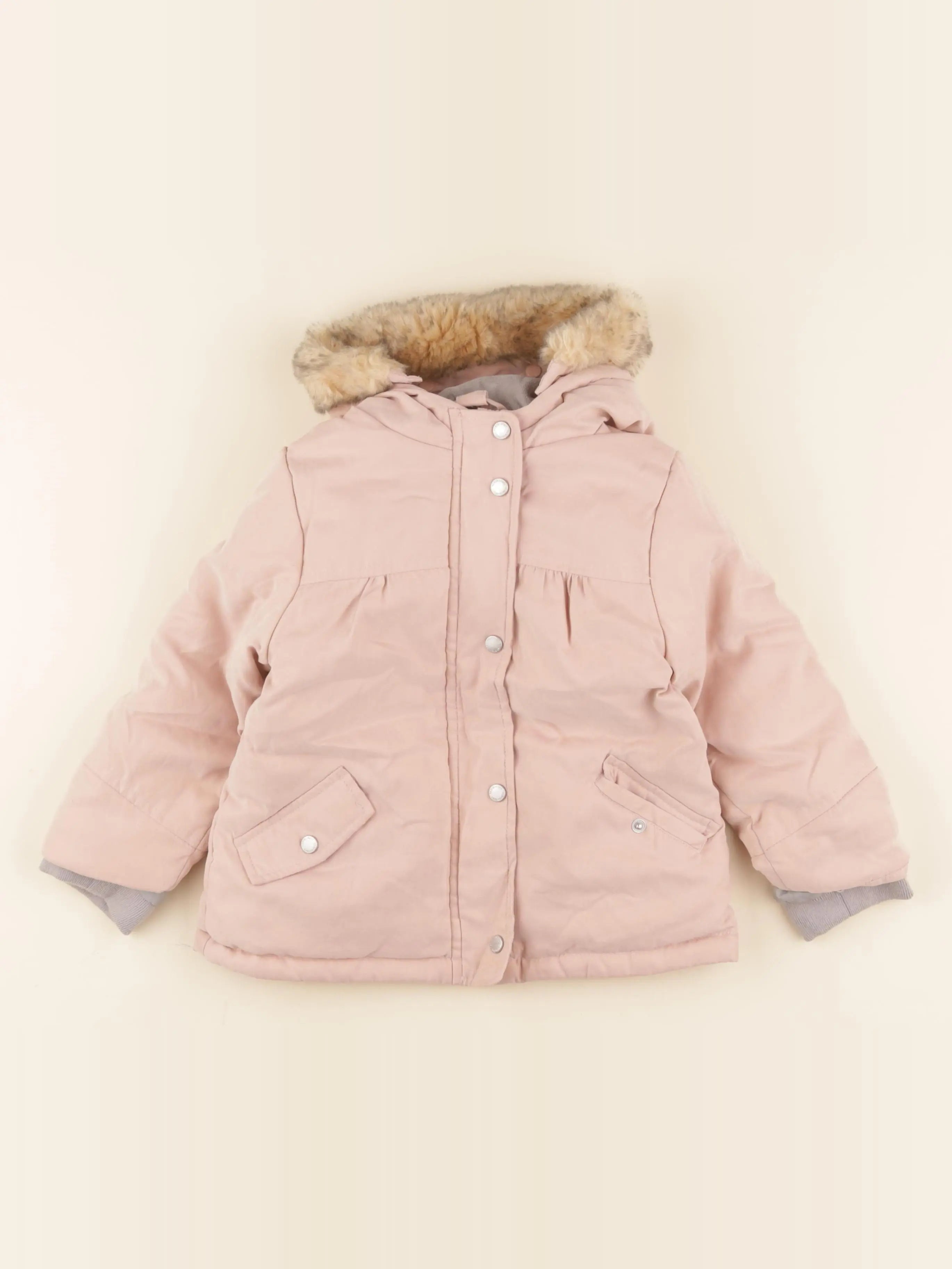 Vertbaudet - manteau doublure amovible rose - 3 ans