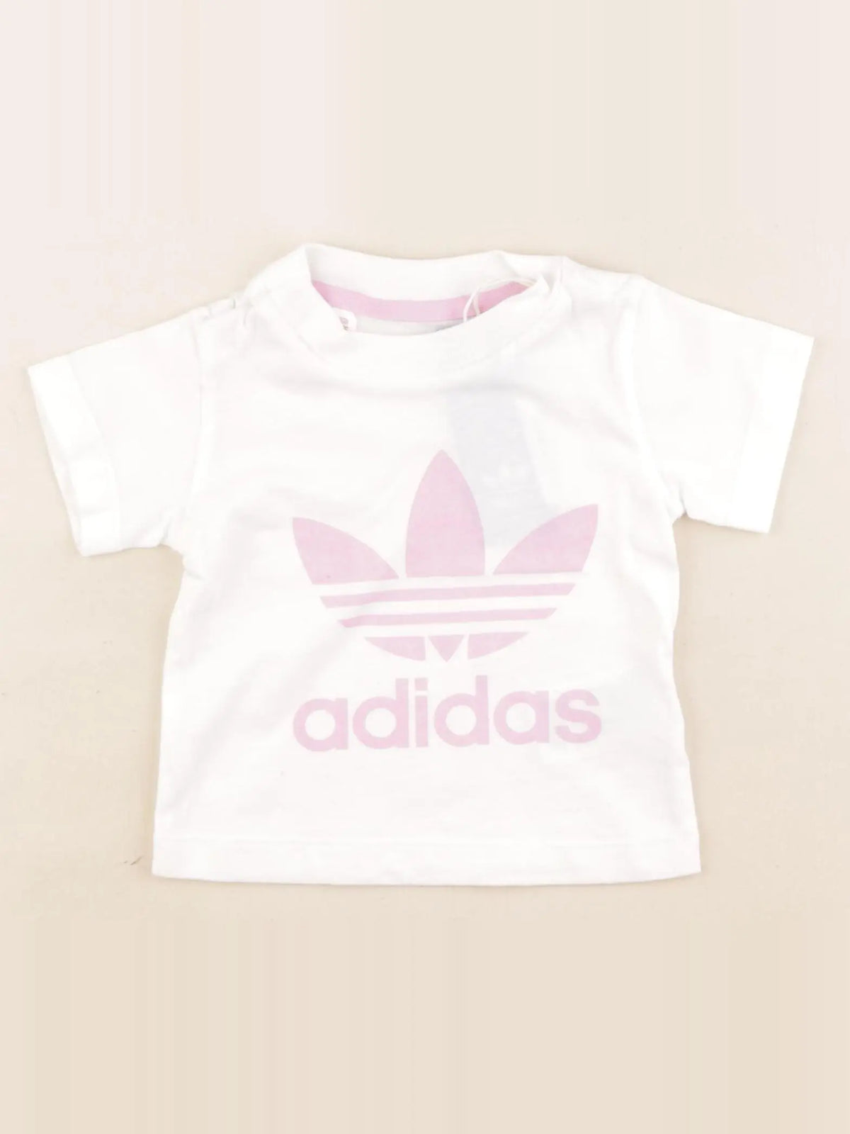 Adidas - tee-shirt blanc, rose - 6 mois
