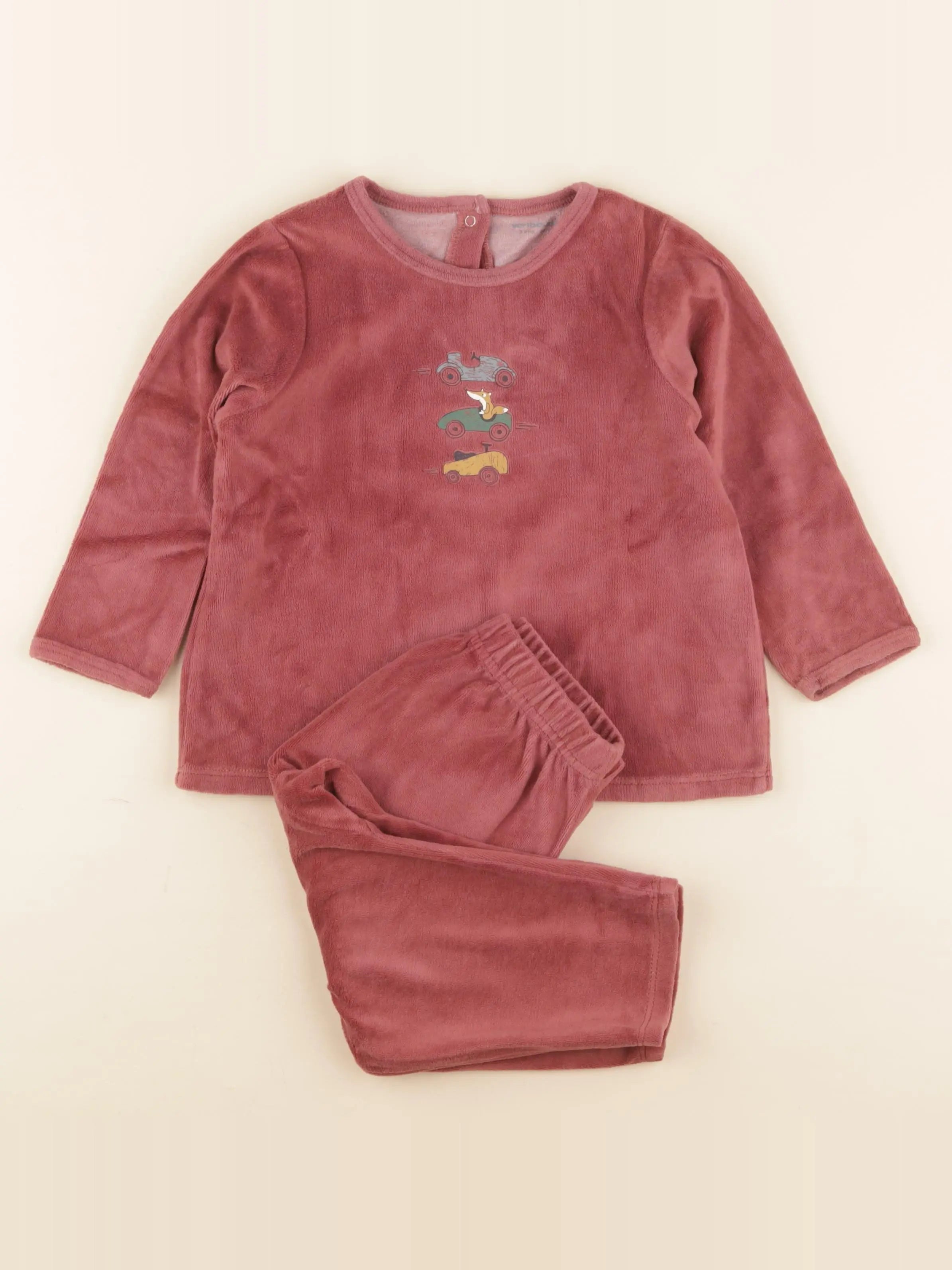 Vertbaudet - pyjama velours rouge - 3 ans