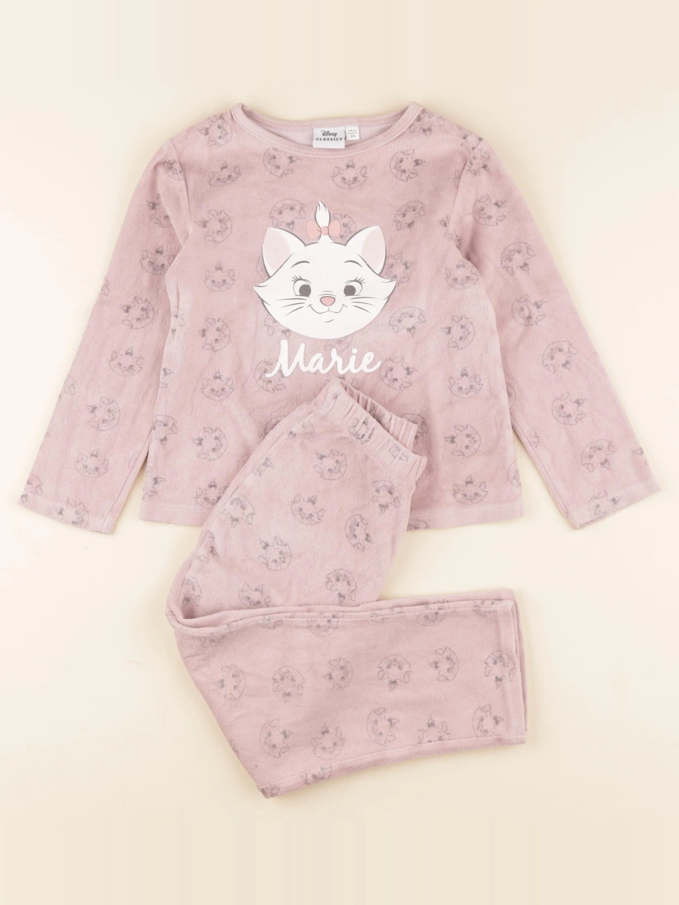 Vertbaudet - pyjama velours rose - 6 ans