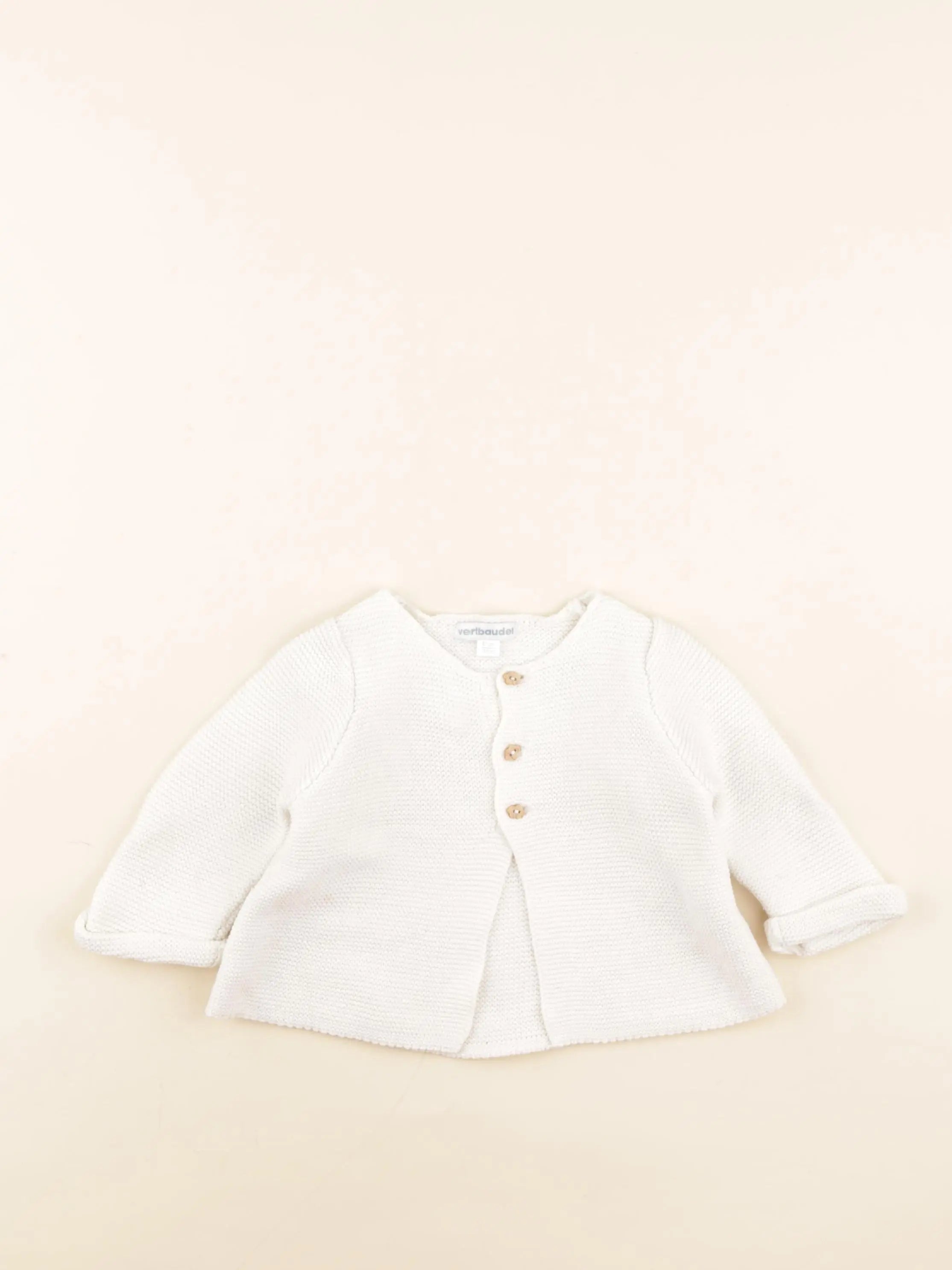 Vertbaudet - gilet blanc - 6 mois