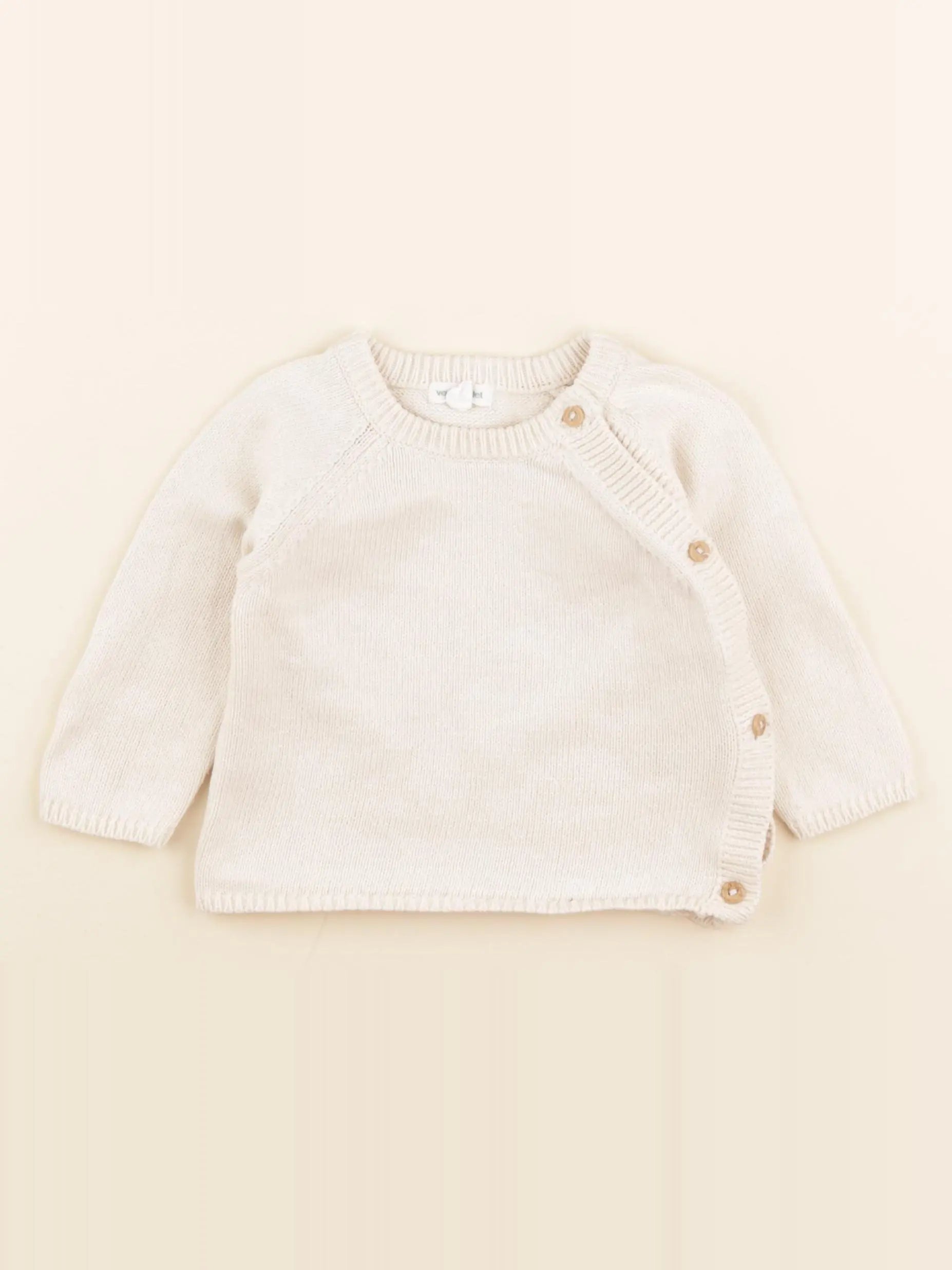 Vertbaudet - gilet beige - 6 mois
