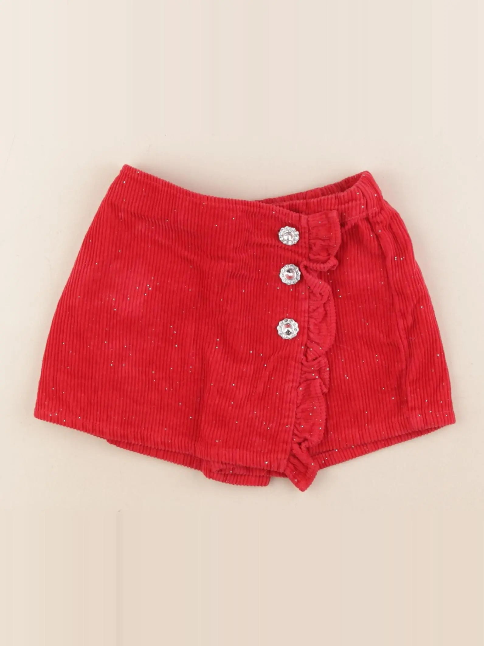 Vertbaudet - jupe short argent, rouge - 4 ans