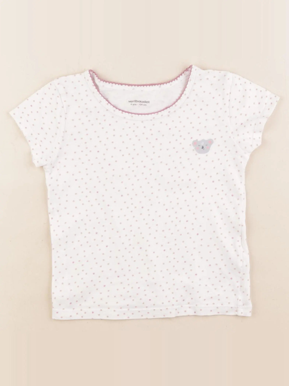 Vertbaudet - maillot de corps blanc, rose - 4 ans