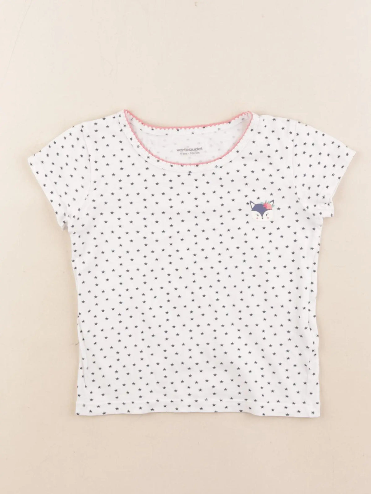 Vertbaudet - maillot de corps blanc, bleu - 4 ans