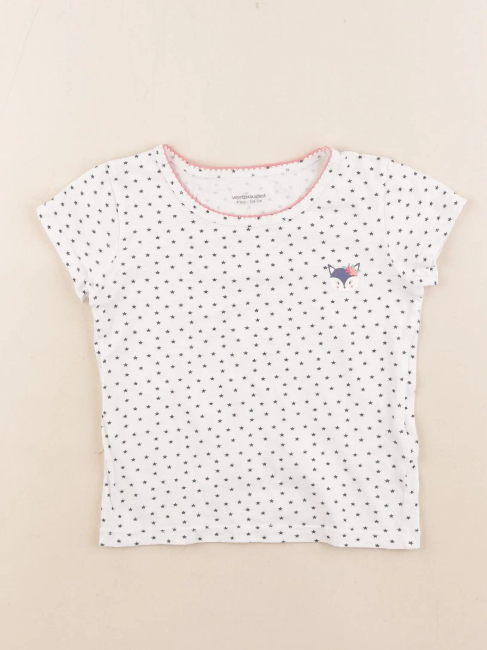 Vertbaudet - maillot de corps blanc, bleu - 4 ans