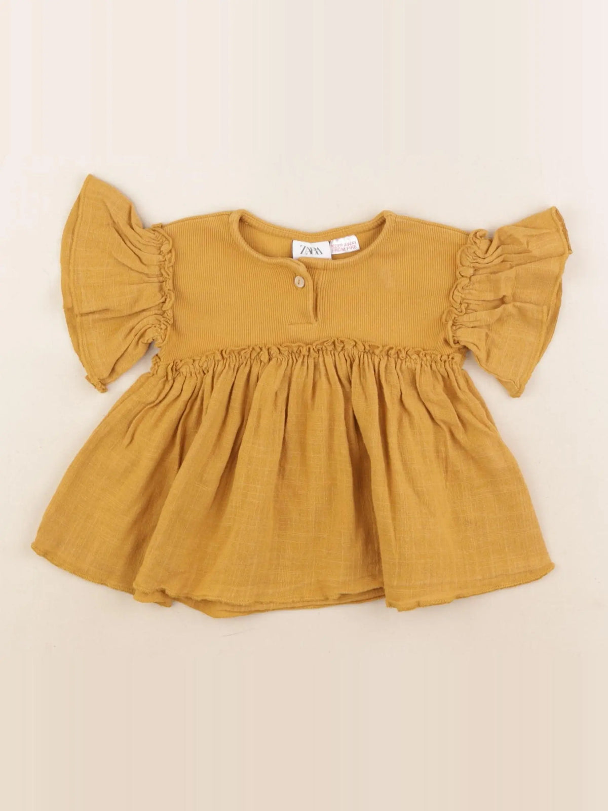 Zara - blouse jaune - 12/9 mois