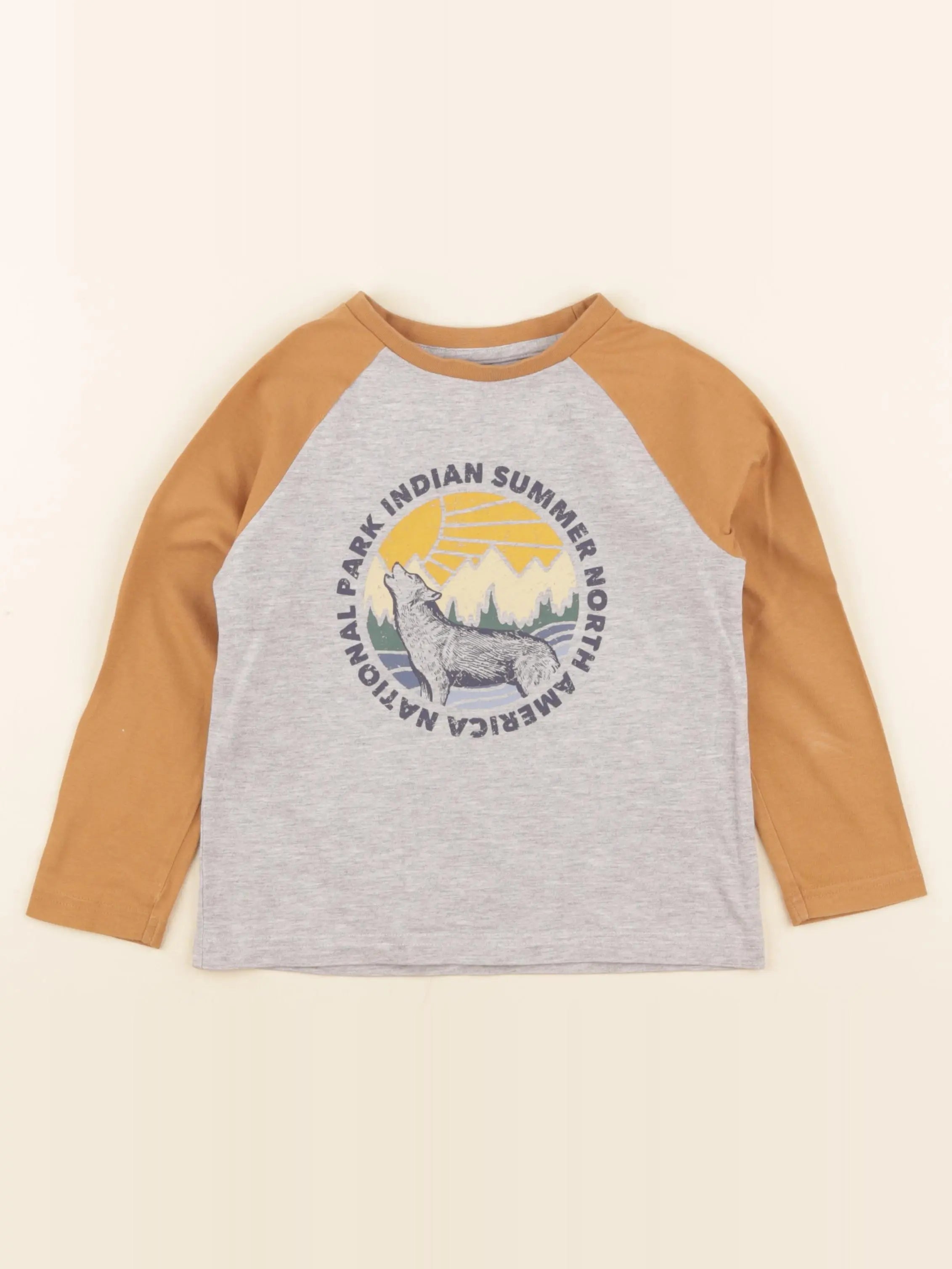 Vertbaudet - tee-shirt gris, jaune - 4 ans