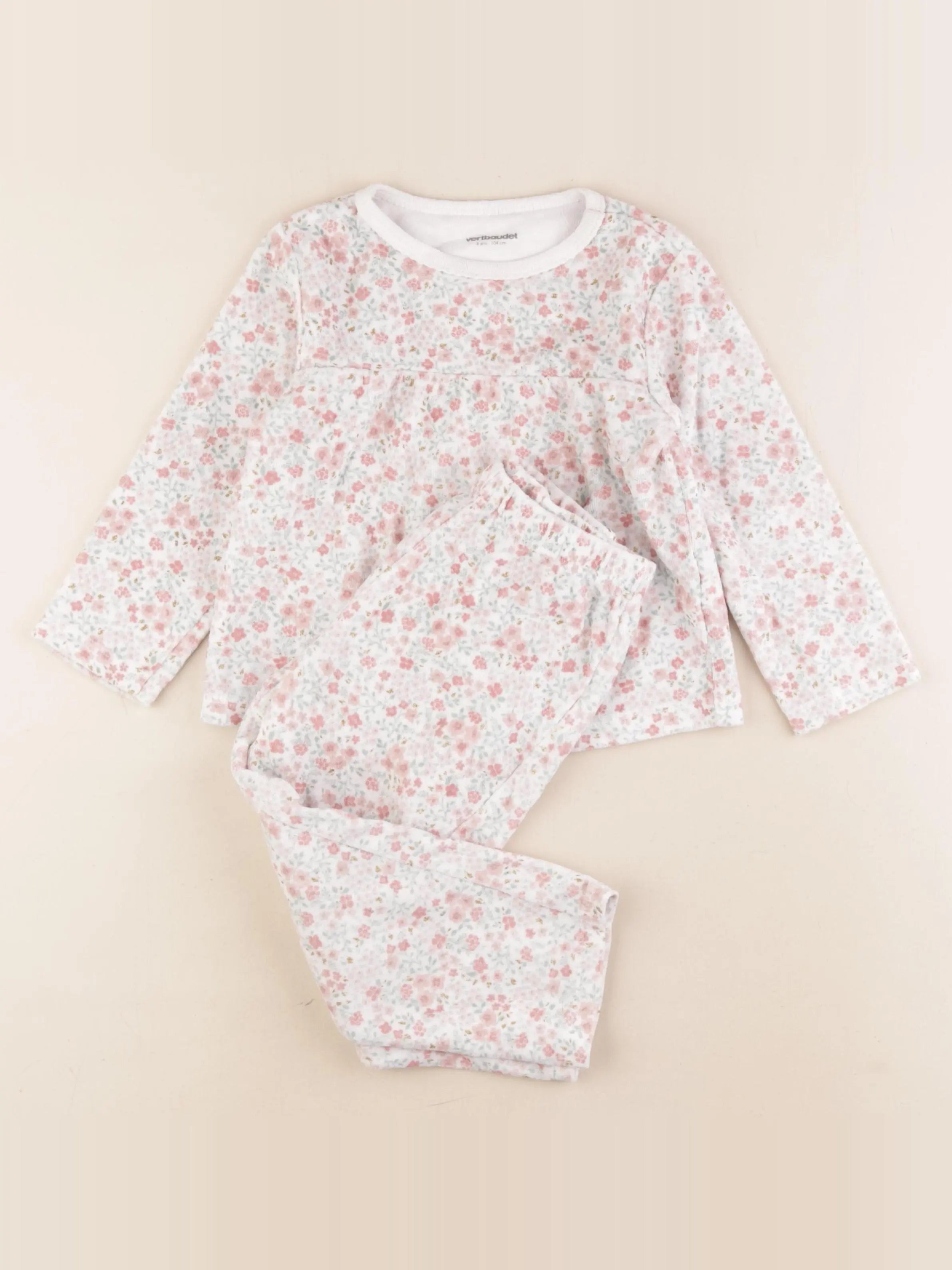 Vertbaudet - pyjama velours multicolore - 4 ans