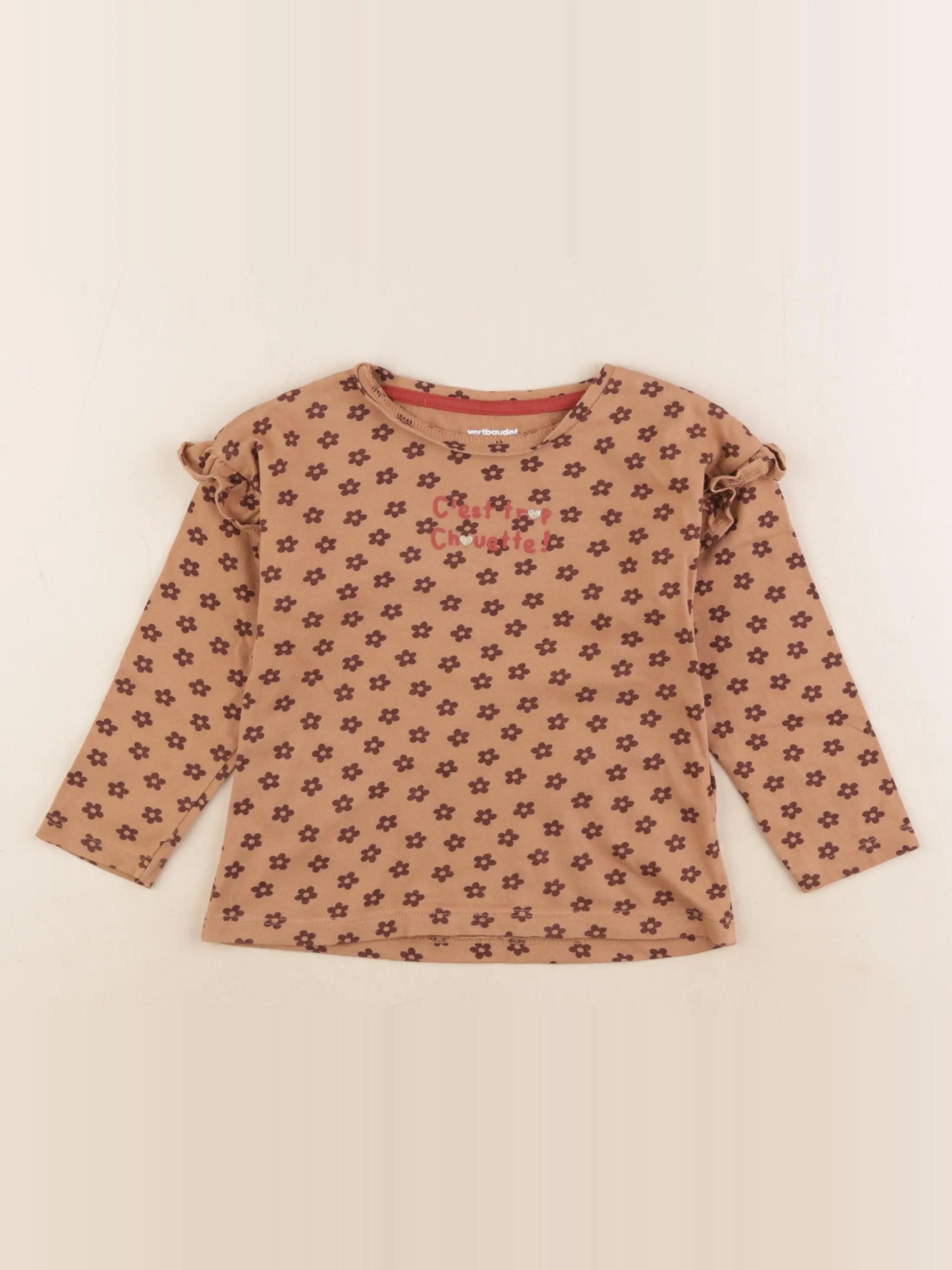 Vertbaudet - tee-shirt marron, or - 3 ans