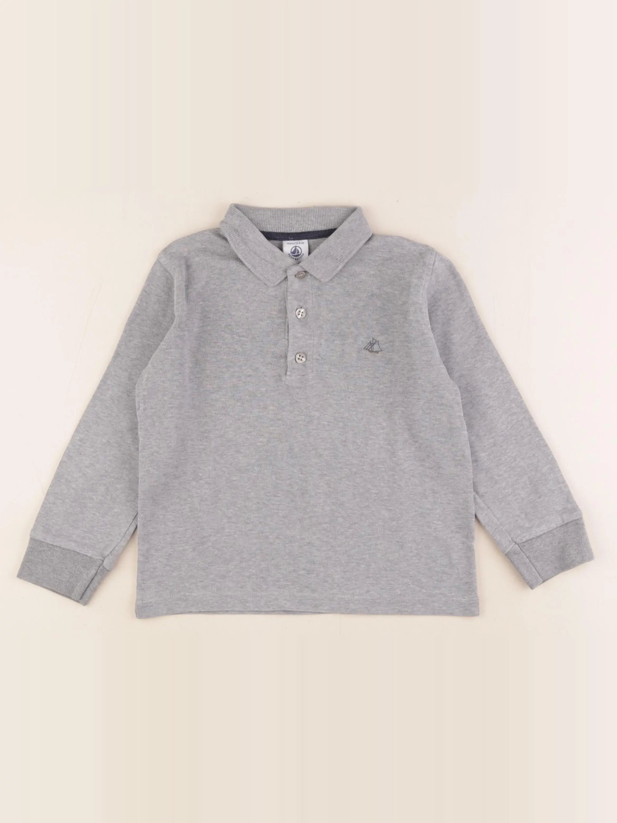 Petit Bateau - polo gris - 4 ans