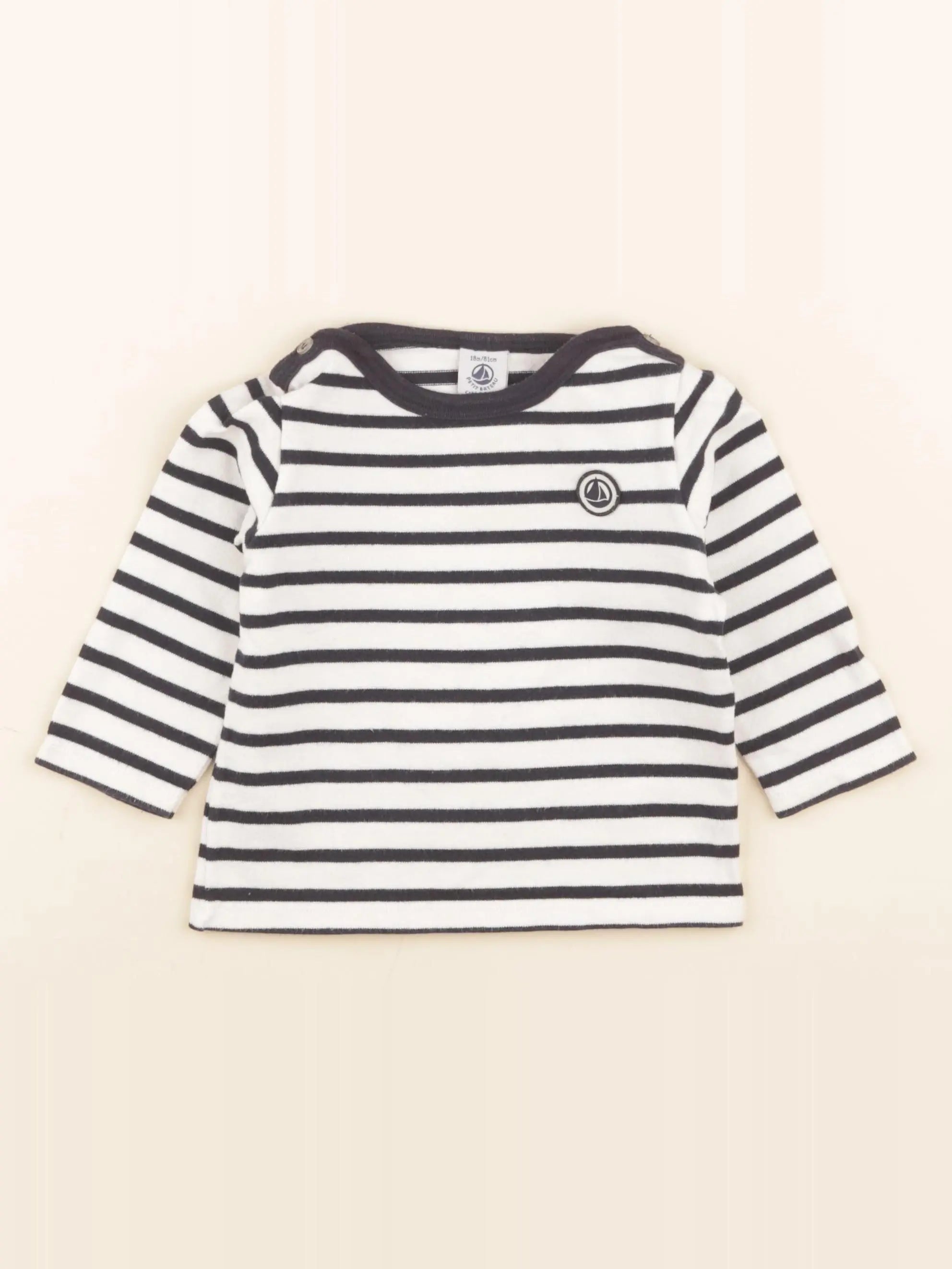 Petit Bateau - tee-shirt bleu, blanc - 18 mois