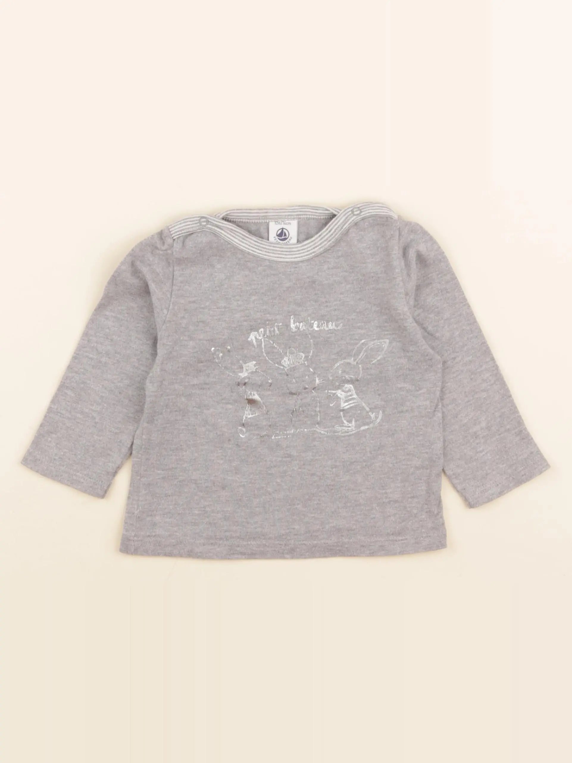 Petit Bateau - maillot de corps gris, argent - 12 mois