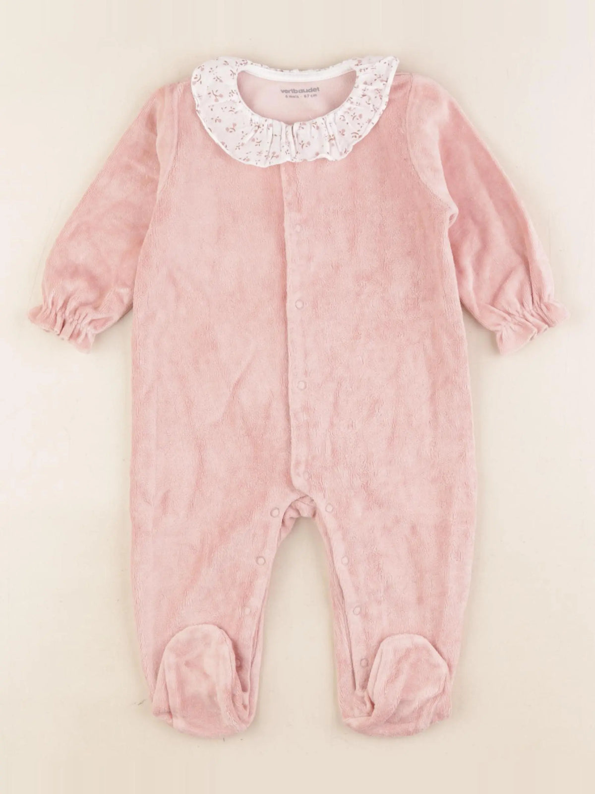 Vertbaudet - pyjama velours rose - 6 mois