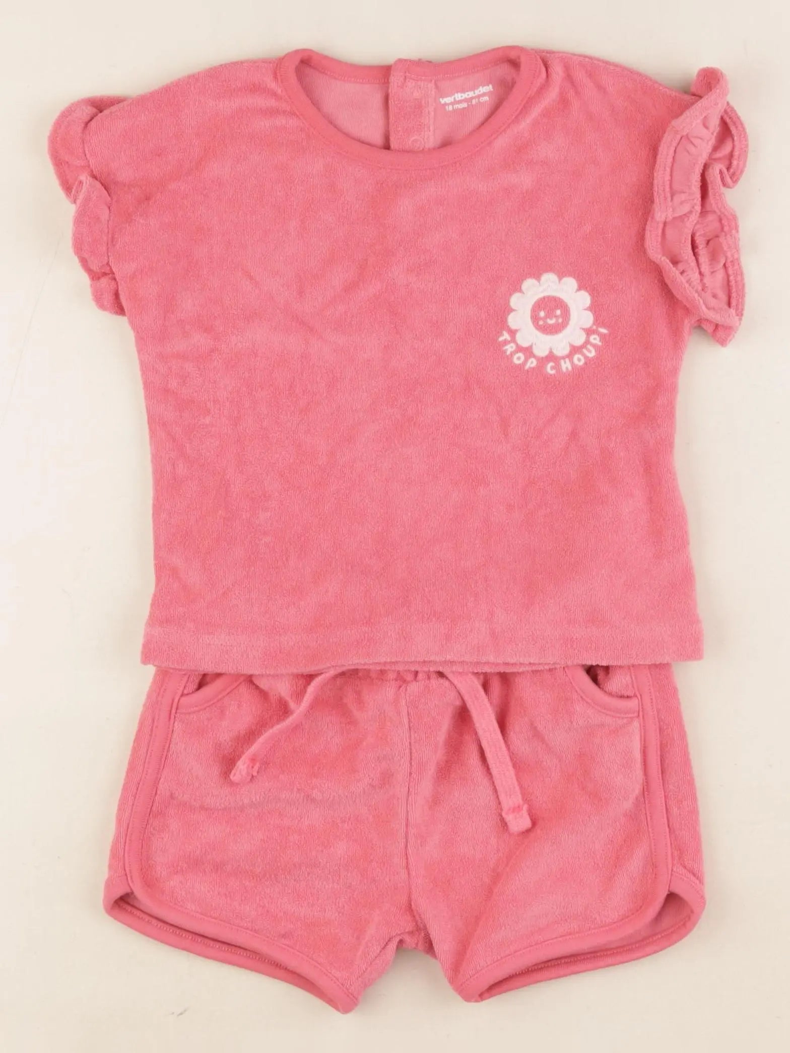 Vertbaudet - ensemble rose - 18 mois