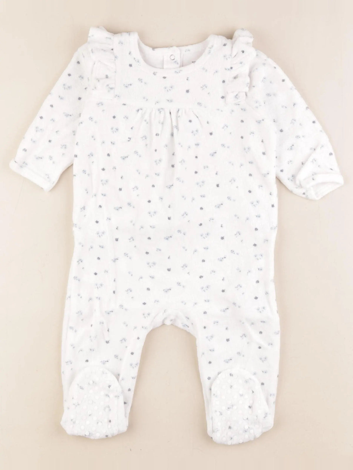 Vertbaudet - pyjama velours blanc, bleu - 9 mois
