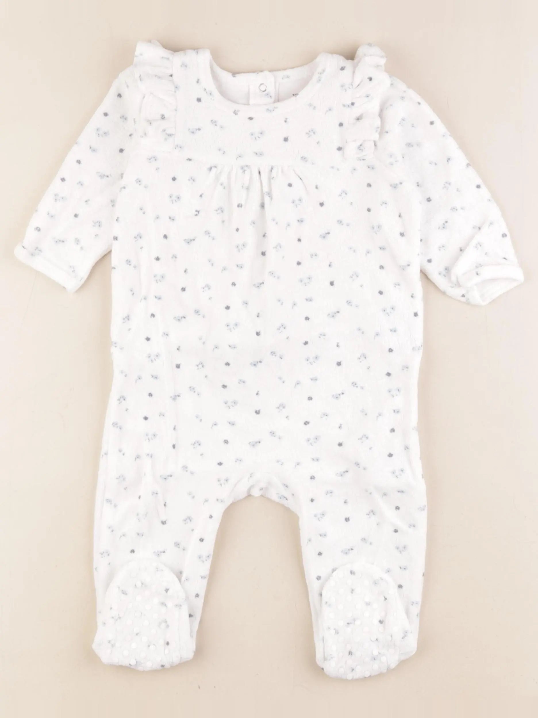 Vertbaudet - pyjama velours blanc, bleu - 9 mois