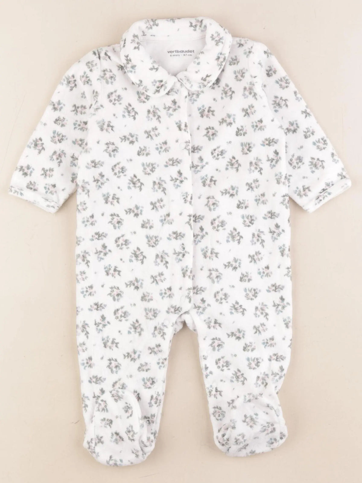 Vertbaudet - pyjama velours blanc - 9 mois