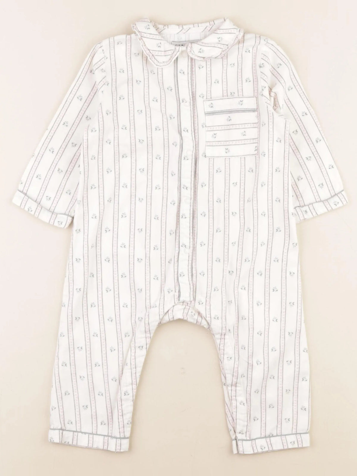 Cyrillus - pyjama coton blanc, rose - 18 mois