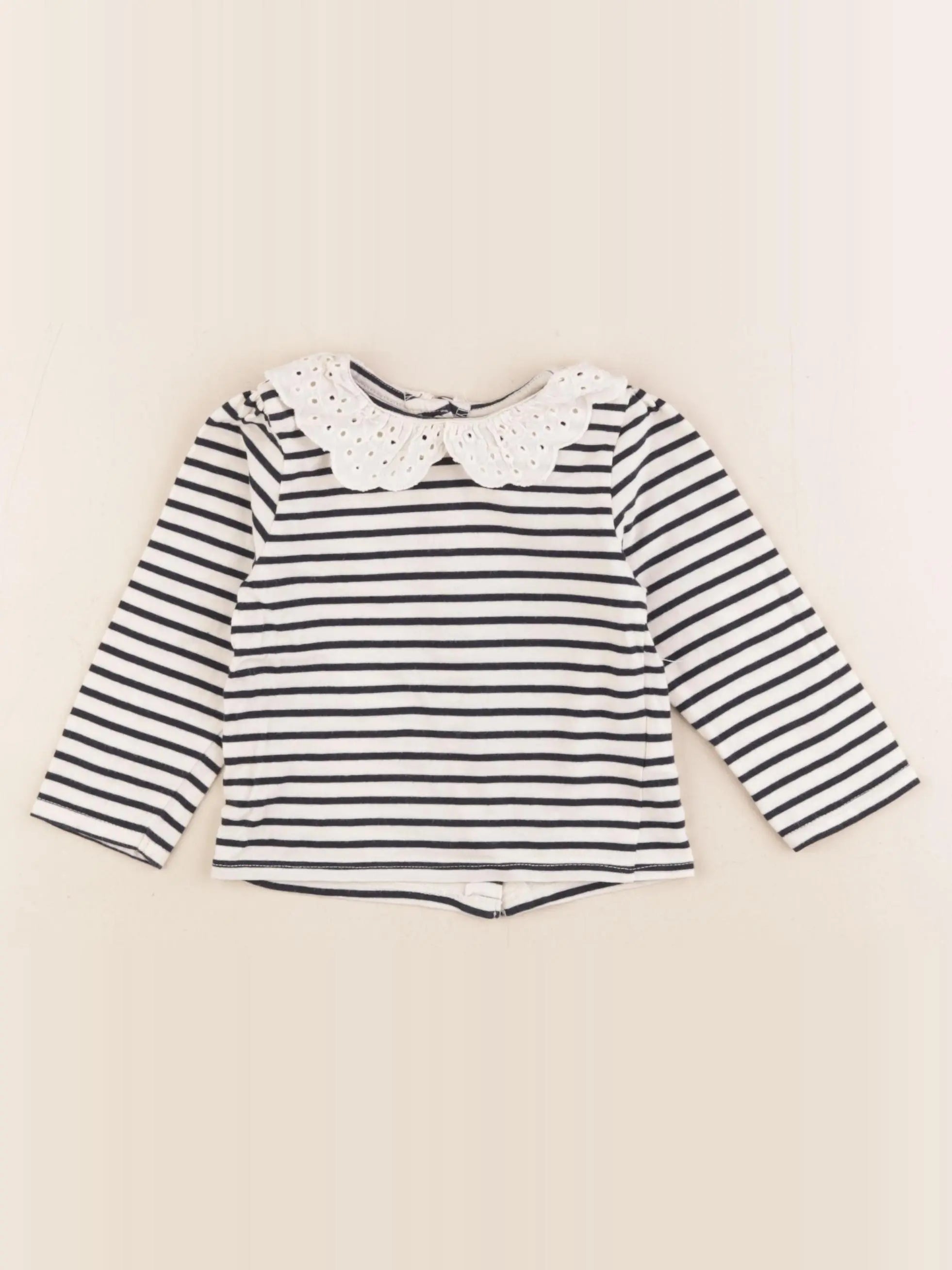 Vertbaudet - tee-shirt bleu, beige - 9 mois
