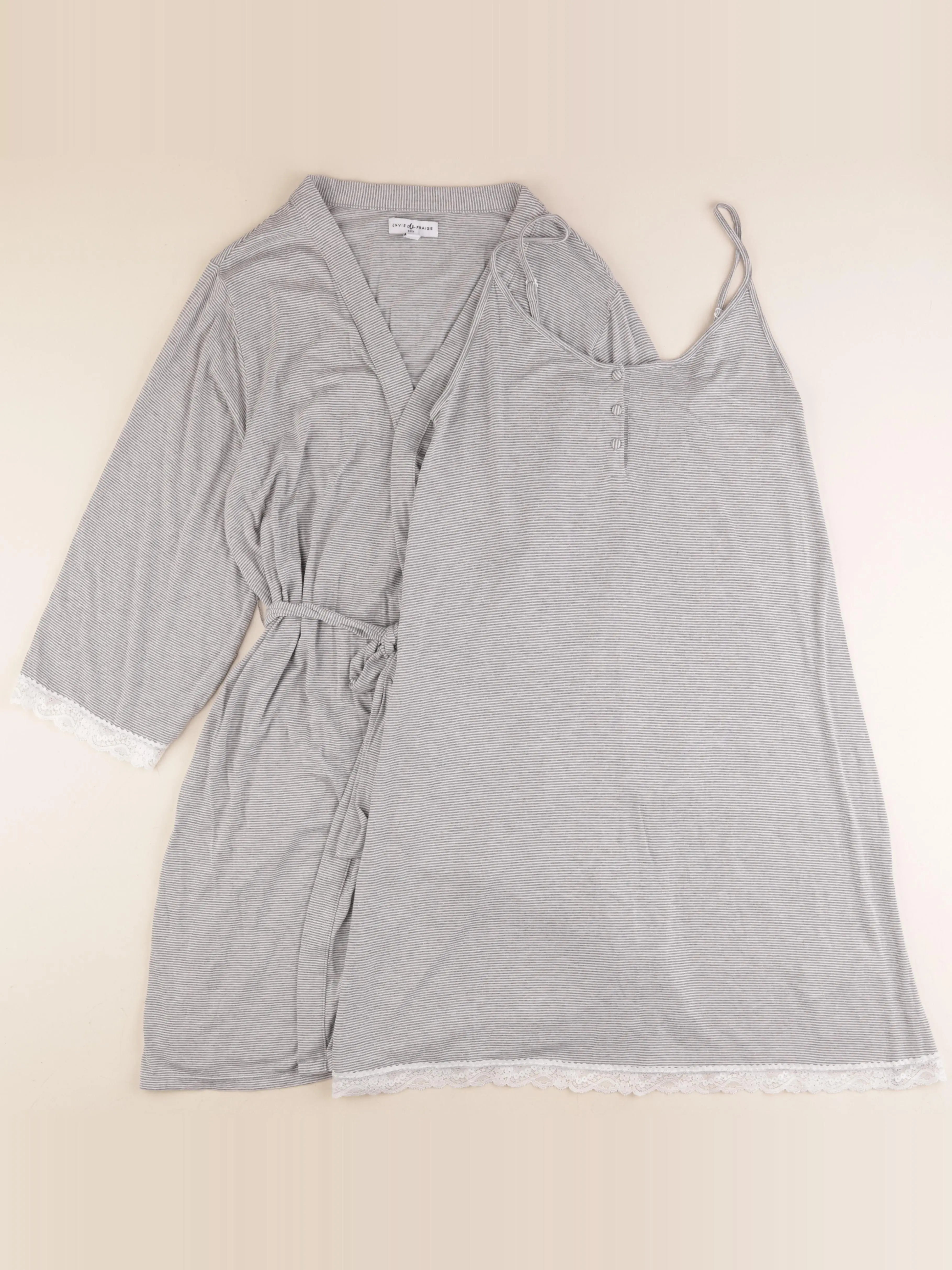 Envie de fraise - chemise de nuit grossesse coton gris - 38 à 40